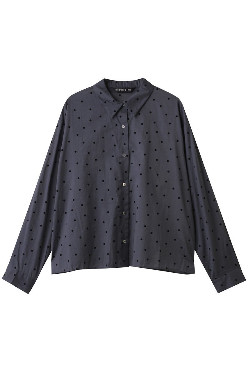 【ミズイロ インド/mizuiro ind】のflocky dots print shirt シャツ インテリア・キッズ・メンズ・レディースファッション・服の通販 founy(ファニー)  ファッション Fashion レディースファッション Fashion for Women トップス・カットソー Cut & Sew Tops シャツ・ブラウス・オフィスカジュアル Elegant Blouses & Button-Ups ロングTシャツ・Tシャツ Longline T-Shirts & Tees クラシカル Classical, Vintage-Inspired ジャケット Jacket, Outerwear スリーブ Sleeve, Long Sleeve / Short Sleeve ドット Polka Dot, Dot Pattern ロング Long, Long-Length エレガント 上品 Elegant 新作・新入荷 New Arrivals / New In navy|ID: prp329100004748452 ipo3291000000034335566