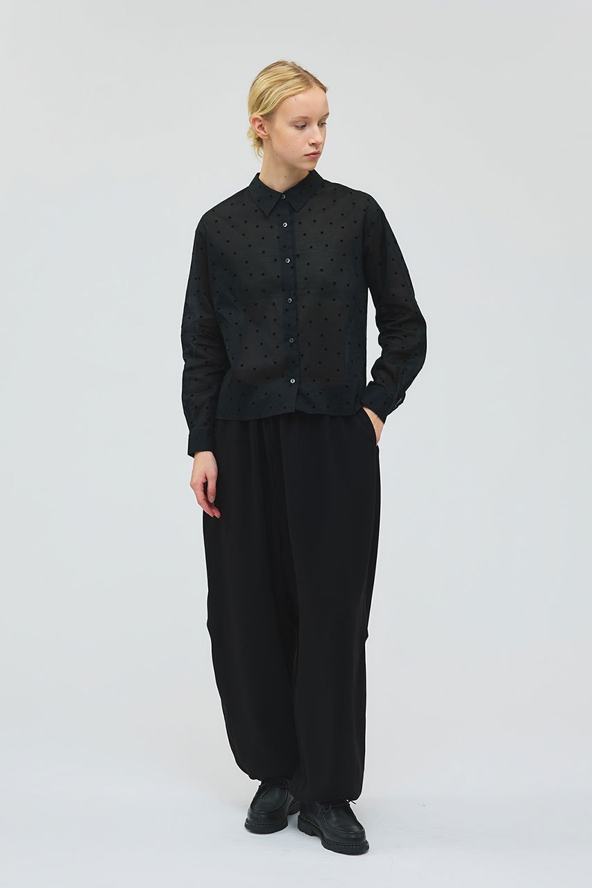 【ミズイロ インド/mizuiro ind】のフロッキードットプリントシャツ 人気、トレンドファッション・服の通販 founy(ファニー) ファッション Fashion レディースファッション Fashion for Women トップス・カットソー Cut & Sew Tops シャツ・ブラウス・オフィスカジュアル Elegant Blouses & Button-Ups クラシカル Classical, Vintage-Inspired ジャケット Jacket, Outerwear スリーブ Sleeve, Long Sleeve / Short Sleeve ドット Polka Dot, Dot Pattern ロング Long, Long-Length エレガント 上品 Elegant other-6|ID: prp329100004748452 ipo3291000000034387268