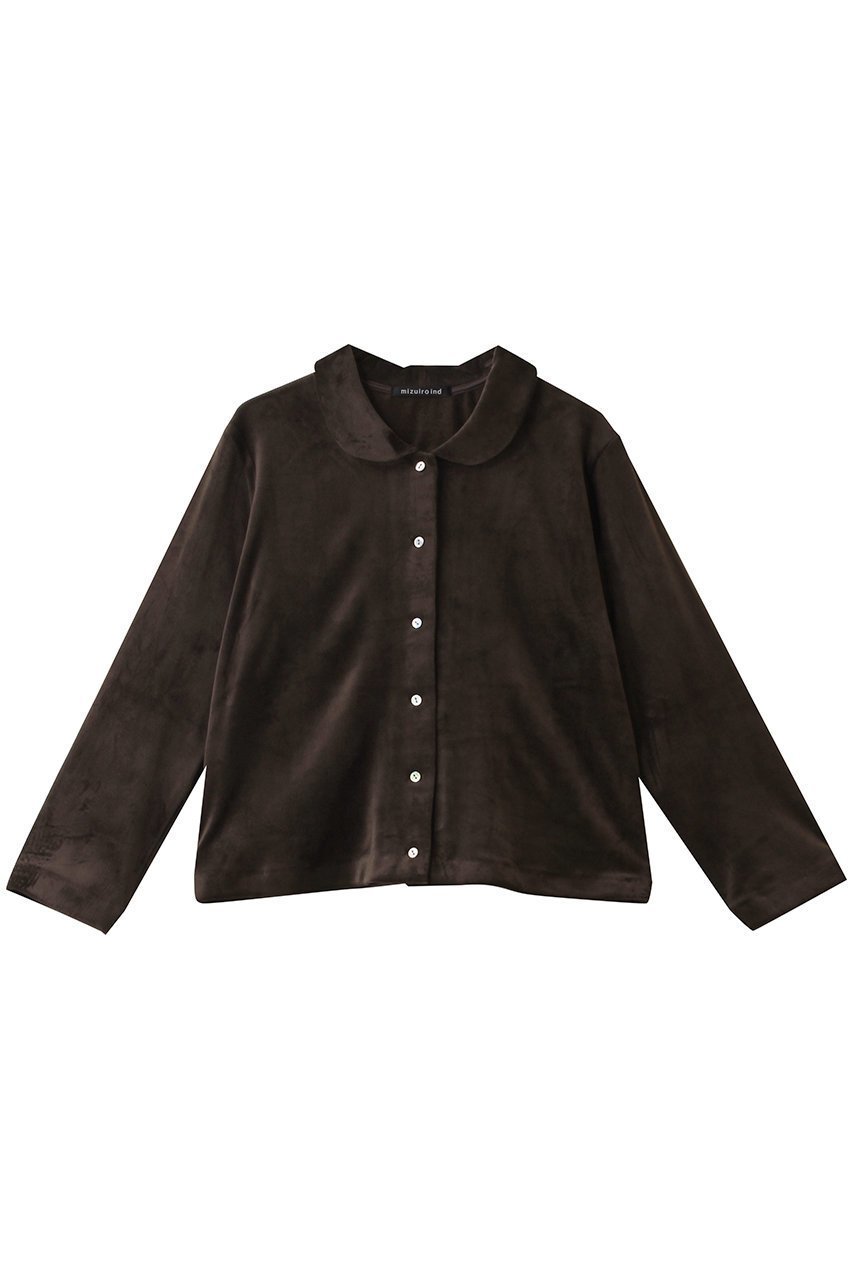 【ミズイロ インド/mizuiro ind】のvelour round colllar shirt シャツ インテリア・キッズ・メンズ・レディースファッション・服の通販 founy(ファニー) 　ファッション　Fashion　レディースファッション　Fashion for Women　トップス・カットソー　Cut & Sew Tops　シャツ・ブラウス・オフィスカジュアル　Elegant Blouses & Button-Ups　ベロアトップス　Velour Tops / Velvet-Look Items　コンパクト　Compact, Small Size　ショート　Short, Short Length　スリーブ　Sleeve, Long Sleeve / Short Sleeve　トレンド　Trend, Trending Now　フェミニン　Feminine, Girly　フレア　Flare, Flared　ベロア　Velour, Soft Velvet　ボトム　Bottoms, Lower Wear　ロング　Long, Long-Length　ワイド　Wide, Wide Fit　エレガント 上品　Elegant　新作・新入荷　New Arrivals / New In　brown|ID: prp329100004748454 ipo3291000000034335580