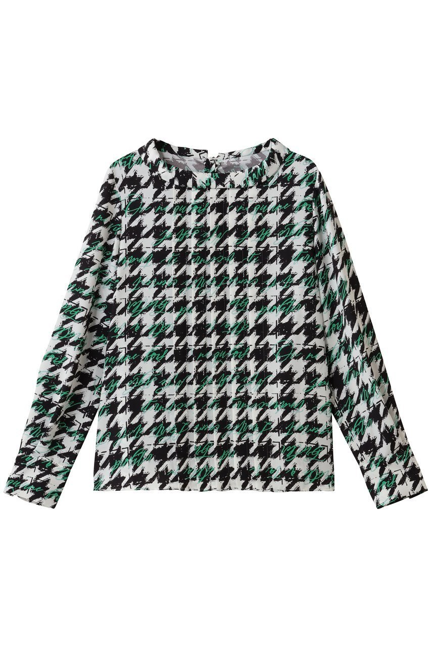 【アルアバイル/allureville】のチドリレタードブラウス インテリア・キッズ・メンズ・レディースファッション・服の通販 founy(ファニー) 　ファッション　Fashion　レディースファッション　Fashion for Women　トップス・カットソー　Cut & Sew Tops　シャツ・ブラウス・オフィスカジュアル　Elegant Blouses & Button-Ups　スリーブ　Sleeve, Long Sleeve / Short Sleeve　デニム　Denim, Jeans Material　プリント　Print, Printed Pattern　プリーツ　Pleats, Pleated　ロング　Long, Long-Length　オフホワイト|ID: prp329100004748475 ipo3291000000036129405