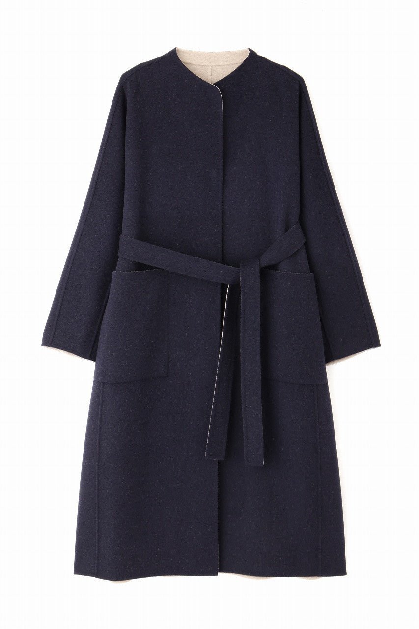 【アドーア/ADORE】のカシミヤ混 2TONE リバーロングコート インテリア・キッズ・メンズ・レディースファッション・服の通販 founy(ファニー) 　ファッション　Fashion　レディースファッション　Fashion for Women　アウター　Coat / Outerwear Collection　コート・ロングコート・ピーコート　Long Coats, Peacoats & More　なめらか　Smooth, Silky Texture　カッティング　Cutting Detail　ショルダー　Shoulder, Shoulder Strap　ドロップ　Drop Shoulder, Dropped Style　リバーシブル　Reversible, Two-Sided　ロング　Long, Long-Length　別注　Limited Edition, Custom Order　定番　Standard, Basic Item　ネイビー|ID: prp329100004748534 ipo3291000000034336585