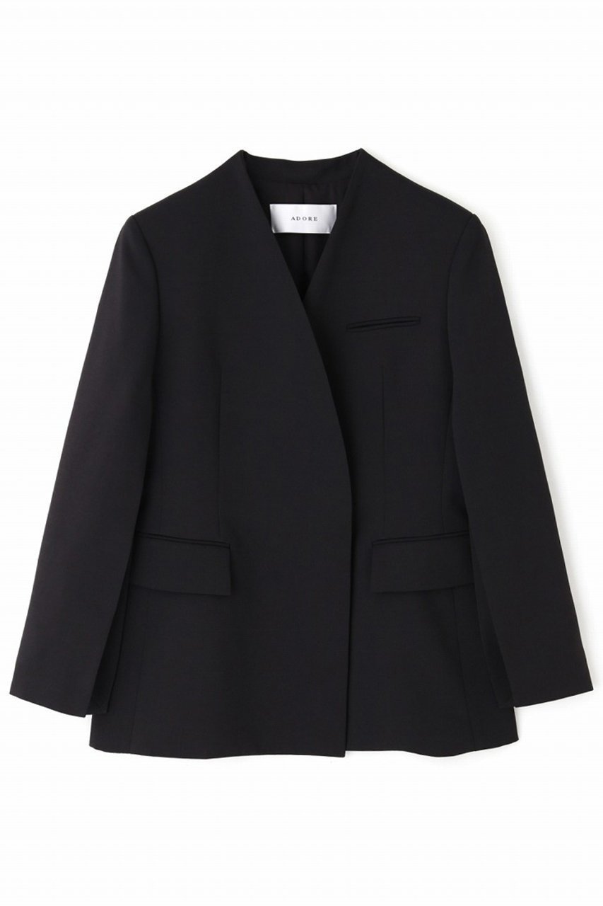 【アドーア/ADORE】のホロウツイルジャケット インテリア・キッズ・メンズ・レディースファッション・服の通販 founy(ファニー) 　ファッション　Fashion　レディースファッション　Fashion for Women　アウター　Coat / Outerwear Collection　レディースジャケット・軽アウター　Jackets　シェイプ　Shape, Slim Fit　ジャケット　Jacket, Outerwear　スリット　Slit, Slit Detail　ツイル　Twist, Twisted Detail　フェミニン　Feminine, Girly　ブラック|ID: prp329100004748535 ipo3291000000034336642