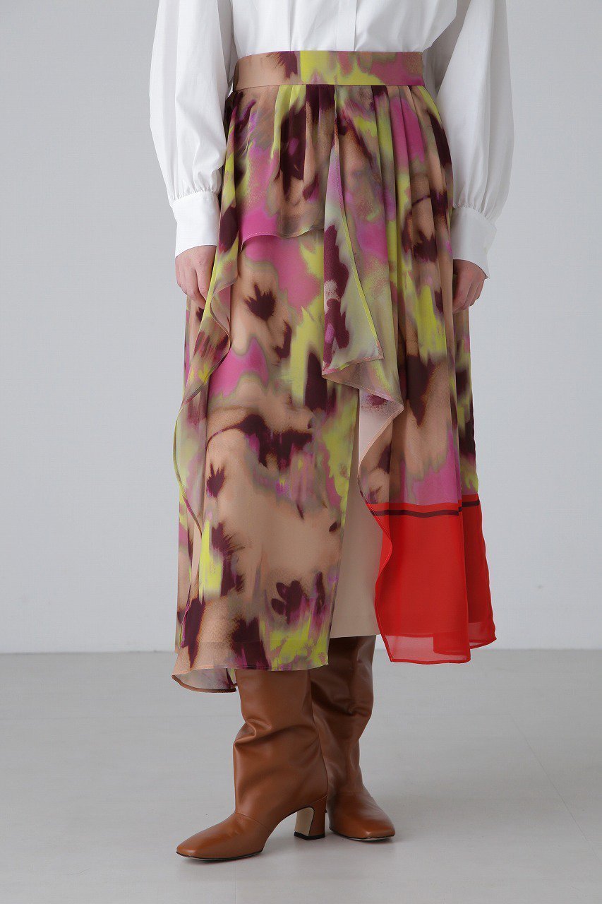 【アドーア/ADORE】のスマッジフラワープリントスカート 人気、トレンドファッション・服の通販 founy(ファニー) 　ファッション　Fashion　レディースファッション　Fashion for Women　スカート　Skirts　ロングスカート　Long Skirts / Maxi & Midi Skirts　シフォン　Chiffon, Lightweight Fabric　トレンド　Trend, Trending Now　ドレープ　Drape, Draping Fabric　プリント　Print, Printed Pattern　モチーフ　Motif, Design Theme　ランダム　Random, Irregular　ロング　Long, Long-Length　other-6|ID: prp329100004748540 ipo3291000000035412477