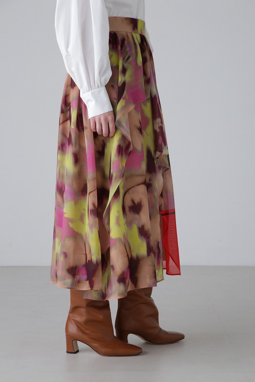 【アドーア/ADORE】のスマッジフラワープリントスカート 人気、トレンドファッション・服の通販 founy(ファニー) 　ファッション　Fashion　レディースファッション　Fashion for Women　スカート　Skirts　ロングスカート　Long Skirts / Maxi & Midi Skirts　シフォン　Chiffon, Lightweight Fabric　トレンド　Trend, Trending Now　ドレープ　Drape, Draping Fabric　プリント　Print, Printed Pattern　モチーフ　Motif, Design Theme　ランダム　Random, Irregular　ロング　Long, Long-Length　other-8|ID: prp329100004748540 ipo3291000000036015613