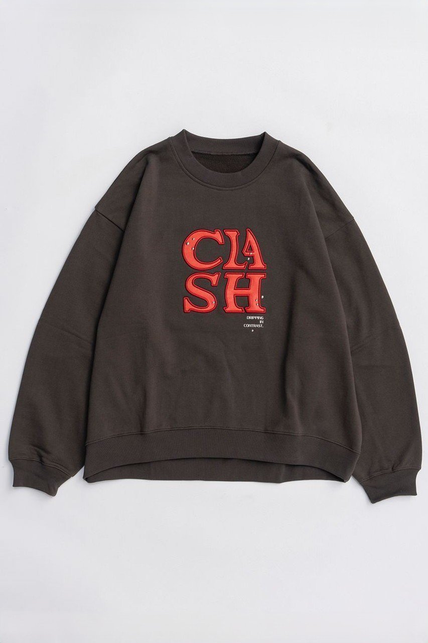 【メゾンスペシャル/MAISON SPECIAL】のCLASH Logo Stud Sweatshirt/CLASHロゴスタッズスウェット 人気、トレンドファッション・服の通販 founy(ファニー) 　ファッション　Fashion　レディースファッション　Fashion for Women　トップス・カットソー　Cut & Sew Tops　シャツ・ブラウス・オフィスカジュアル　Elegant Blouses & Button-Ups　レディースパーカー・カジュアルフーディー　Casual Hoodies & Sweatshirts　ロングTシャツ・Tシャツ　Longline T-Shirts & Tees　スウェット・クルーネックトップス　Sweatshirts & Crewnecks / Relaxed Fit Sweat Tops　カットソー・ベーシックTシャツ　Cut-and-Sewn Tops / Stretch Tees & Basics　スタッズ　Studs, Metal Accents　デニム　Denim, Jeans Material　トレンド　Trend, Trending Now　フロント　Front, Front Design　リラックス　Relax, Relaxed Fit　新作・新入荷　New Arrivals / New In　 other-1|ID: prp329100004748552 ipo3291000000034337116