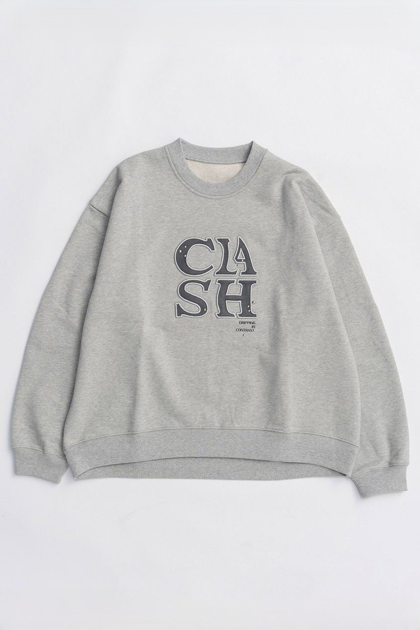 【メゾンスペシャル/MAISON SPECIAL】のCLASH Logo Stud Sweatshirt/CLASHロゴスタッズスウェット インテリア・キッズ・メンズ・レディースファッション・服の通販 founy(ファニー) 　ファッション　Fashion　レディースファッション　Fashion for Women　トップス・カットソー　Cut & Sew Tops　シャツ・ブラウス・オフィスカジュアル　Elegant Blouses & Button-Ups　レディースパーカー・カジュアルフーディー　Casual Hoodies & Sweatshirts　ロングTシャツ・Tシャツ　Longline T-Shirts & Tees　スウェット・クルーネックトップス　Sweatshirts & Crewnecks / Relaxed Fit Sweat Tops　カットソー・ベーシックTシャツ　Cut-and-Sewn Tops / Stretch Tees & Basics　スタッズ　Studs, Metal Accents　デニム　Denim, Jeans Material　トレンド　Trend, Trending Now　フロント　Front, Front Design　リラックス　Relax, Relaxed Fit　新作・新入荷　New Arrivals / New In　GRY(グレー)|ID: prp329100004748552 ipo3291000000034337118