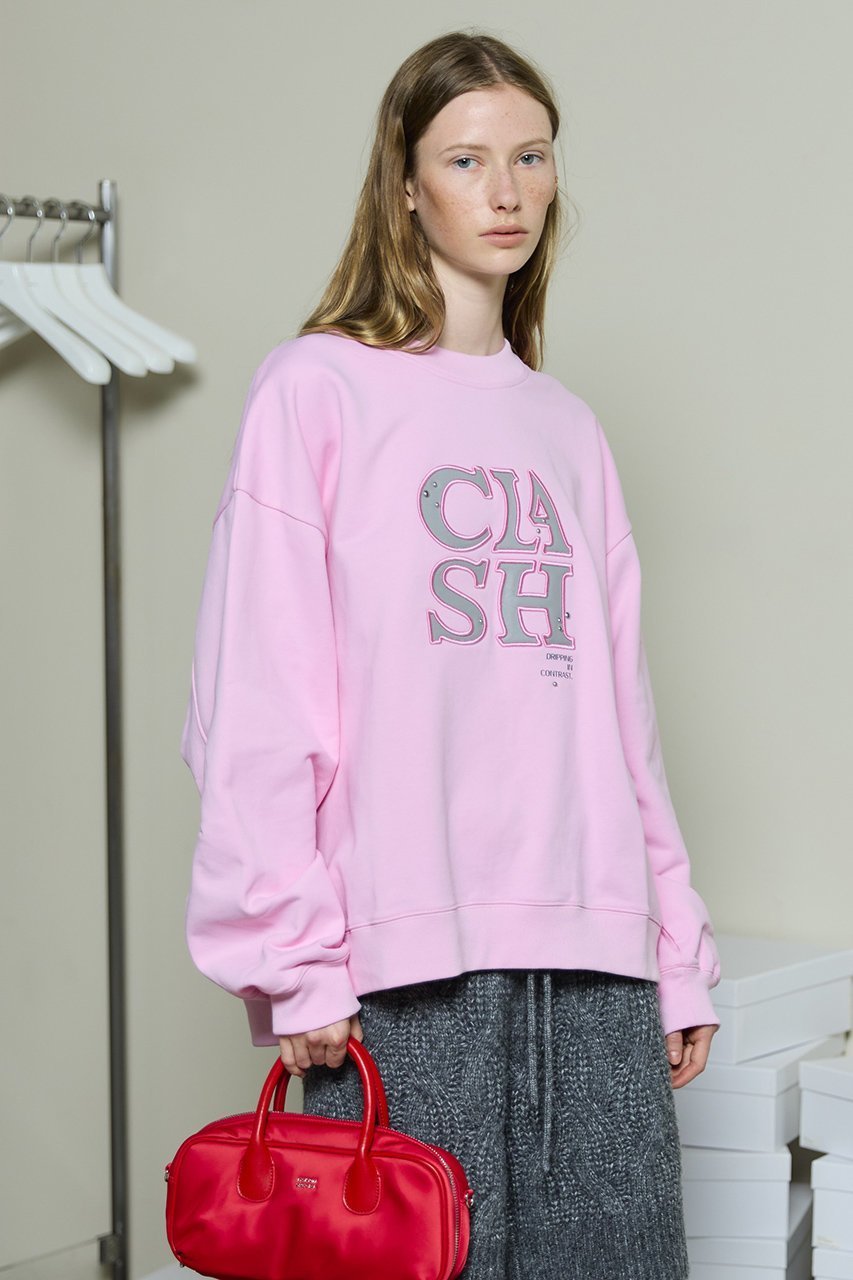 【メゾンスペシャル/MAISON SPECIAL】のCLASH Logo Stud Sweatshirt/CLASHロゴスタッズスウェット 人気、トレンドファッション・服の通販 founy(ファニー) 　ファッション　Fashion　レディースファッション　Fashion for Women　トップス・カットソー　Cut & Sew Tops　シャツ・ブラウス・オフィスカジュアル　Elegant Blouses & Button-Ups　レディースパーカー・カジュアルフーディー　Casual Hoodies & Sweatshirts　ロングTシャツ・Tシャツ　Longline T-Shirts & Tees　スウェット・クルーネックトップス　Sweatshirts & Crewnecks / Relaxed Fit Sweat Tops　カットソー・ベーシックTシャツ　Cut-and-Sewn Tops / Stretch Tees & Basics　スタッズ　Studs, Metal Accents　デニム　Denim, Jeans Material　トレンド　Trend, Trending Now　フロント　Front, Front Design　リラックス　Relax, Relaxed Fit　新作・新入荷　New Arrivals / New In　other-5|ID: prp329100004748552 ipo3291000000034337124