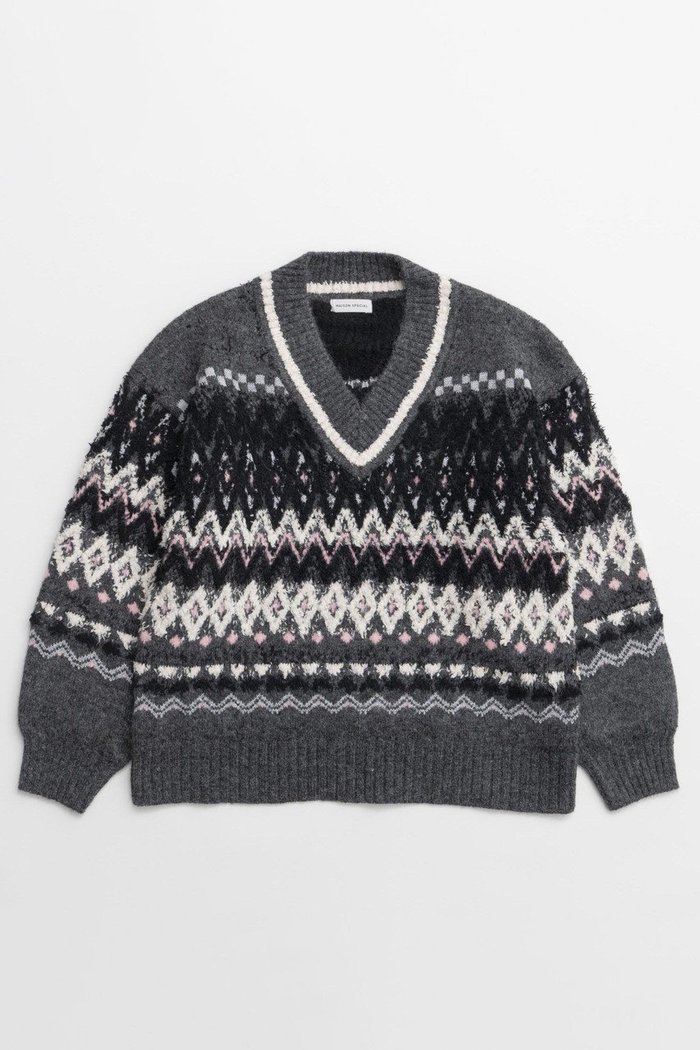 【メゾンスペシャル/MAISON SPECIAL】のMokemoke Argyle Knit Pullover/モケモケアーガイルニット インテリア・キッズ・メンズ・レディースファッション・服の通販 founy(ファニー) https://founy.com/ ファッション Fashion レディースファッション Fashion for Women トップス・カットソー Cut & Sew Tops ニット Knit Tops & Sweaters カジュアルプルオーバー・ニットトップス Pullovers & Knit Tops / Casual Pullovers スラックス Slacks, Dress Pants デニム Denim, Jeans Material マフラー Scarf, Muffler モダン Modern, Contemporary ルーズ Loose, Oversized 冬 Winter / This Winter 定番 Standard, Basic Item 新作・新入荷 New Arrivals / New In |ID: prp329100004748553 ipo3291000000034337125