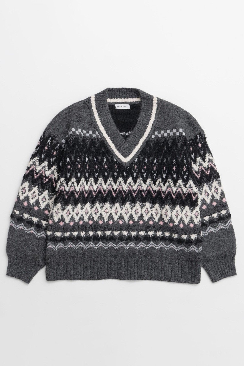 【メゾンスペシャル/MAISON SPECIAL】のMokemoke Argyle Knit Pullover/モケモケアーガイルニット インテリア・キッズ・メンズ・レディースファッション・服の通販 founy(ファニー) 　ファッション　Fashion　レディースファッション　Fashion for Women　トップス・カットソー　Cut & Sew Tops　ニット　Knit Tops & Sweaters　カジュアルプルオーバー・ニットトップス　Pullovers & Knit Tops / Casual Pullovers　スラックス　Slacks, Dress Pants　デニム　Denim, Jeans Material　マフラー　Scarf, Muffler　モダン　Modern, Contemporary　ルーズ　Loose, Oversized　冬　Winter / This Winter　定番　Standard, Basic Item　新作・新入荷　New Arrivals / New In　GRY(グレー)|ID: prp329100004748553 ipo3291000000034337126