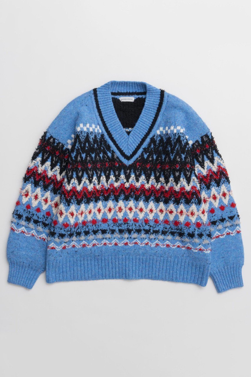 【メゾンスペシャル/MAISON SPECIAL】のMokemoke Argyle Knit Pullover/モケモケアーガイルニット インテリア・キッズ・メンズ・レディースファッション・服の通販 founy(ファニー) 　ファッション　Fashion　レディースファッション　Fashion for Women　トップス・カットソー　Cut & Sew Tops　ニット　Knit Tops & Sweaters　カジュアルプルオーバー・ニットトップス　Pullovers & Knit Tops / Casual Pullovers　スラックス　Slacks, Dress Pants　デニム　Denim, Jeans Material　マフラー　Scarf, Muffler　モダン　Modern, Contemporary　ルーズ　Loose, Oversized　冬　Winter / This Winter　定番　Standard, Basic Item　新作・新入荷　New Arrivals / New In　BLU(ブルー)|ID: prp329100004748553 ipo3291000000034337127