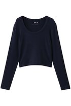 【スリー ドッツ/three dots】のレーヨンニットリブジャージー クロップドジェシカ ネイビー|ID: prp329100004750133 ipo3291000000036687771