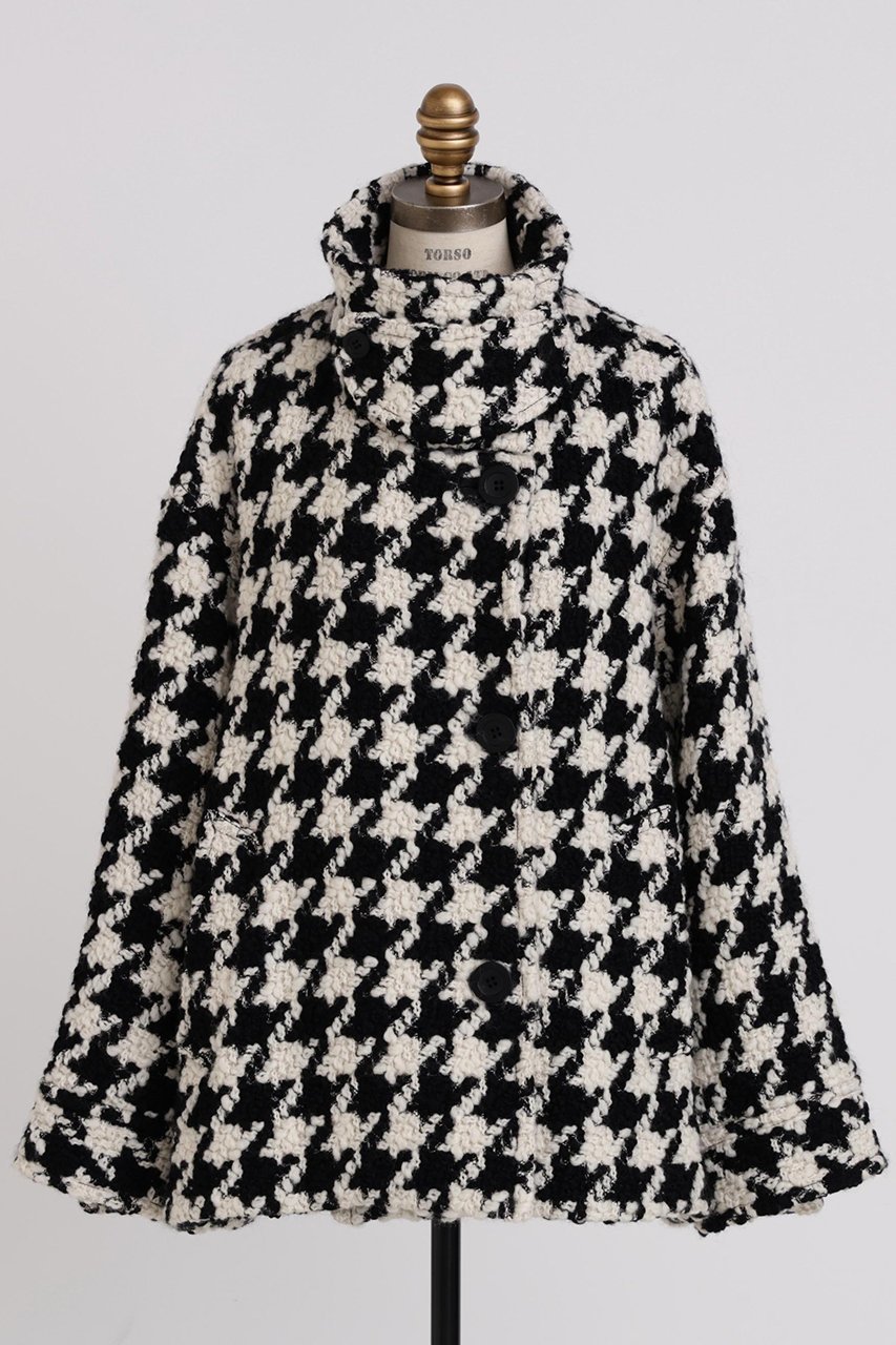 【ヒューエルミュージアム/hueLe Museum】の【hLM】ビッグハウンドトゥースコート 人気、トレンドファッション・服の通販 founy(ファニー) 　ファッション　Fashion　レディースファッション　Fashion for Women　アウター　Coat / Outerwear Collection　コート・ロングコート・ピーコート　Long Coats, Peacoats & More　クラシック　Classic, Timeless Style　ショート　Short, Short Length　スタンド　Stand Collar, Upright Stand　スリーブ　Sleeve, Long Sleeve / Short Sleeve　エレガント 上品　Elegant　other-2|ID: prp329100004750136 ipo3291000000035565225