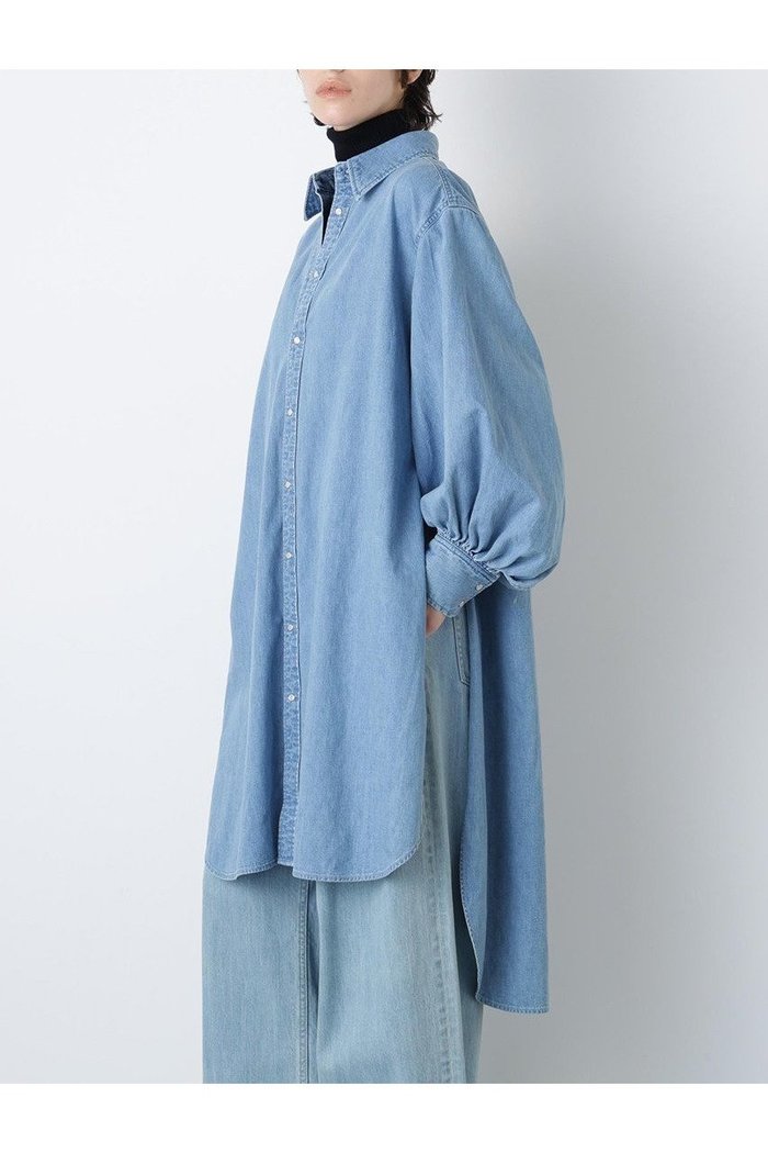 【ヒューエルミュージアム/hueLe Museum】の【STUMBLY】Denim Long Volume Sleeve SH インテリア・キッズ・メンズ・レディースファッション・服の通販 founy(ファニー) https://founy.com/ ファッション Fashion レディースファッション Fashion for Women トップス・カットソー Cut & Sew Tops シャツ・ブラウス・オフィスカジュアル Elegant Blouses & Button-Ups ボリューム袖・フリルスリーブブラウス Voluminous & Ruffle Sleeves / Puffy Sleeve Tops ウエスタン Western Style クラシカル Classical, Vintage-Inspired クラシック Classic, Timeless Style スリーブ Sleeve, Long Sleeve / Short Sleeve デニム Denim, Jeans Material ロング Long, Long-Length |ID: prp329100004750141 ipo3291000000034346747