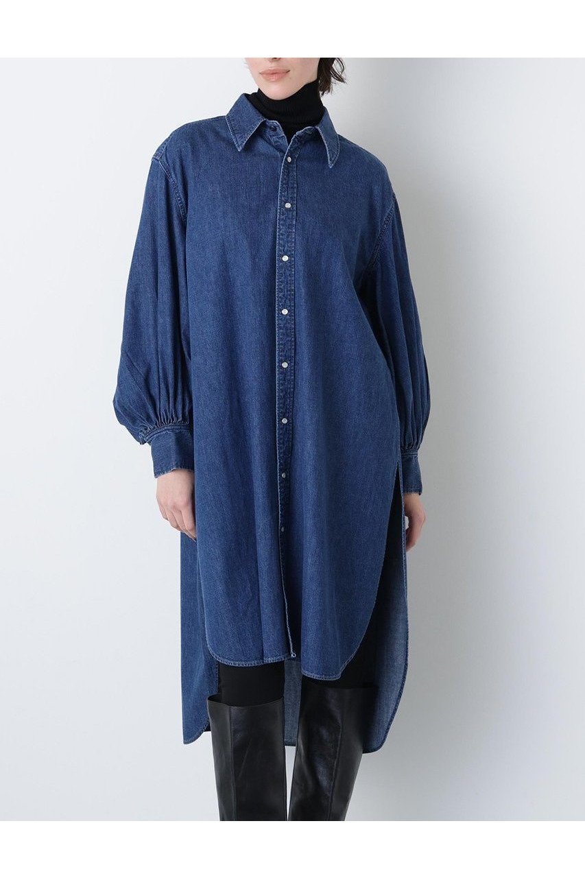 【ヒューエルミュージアム/hueLe Museum】の【STUMBLY】Denim Long Volume Sleeve SH インテリア・キッズ・メンズ・レディースファッション・服の通販 founy(ファニー)  ファッション Fashion レディースファッション Fashion for Women トップス・カットソー Cut & Sew Tops シャツ・ブラウス・オフィスカジュアル Elegant Blouses & Button-Ups ボリューム袖・フリルスリーブブラウス Voluminous & Ruffle Sleeves / Puffy Sleeve Tops ウエスタン Western Style クラシカル Classical, Vintage-Inspired クラシック Classic, Timeless Style スリーブ Sleeve, Long Sleeve / Short Sleeve デニム Denim, Jeans Material ロング Long, Long-Length 新作・新入荷 New Arrivals / New In ネイビー|ID: prp329100004750141 ipo3291000000034346749