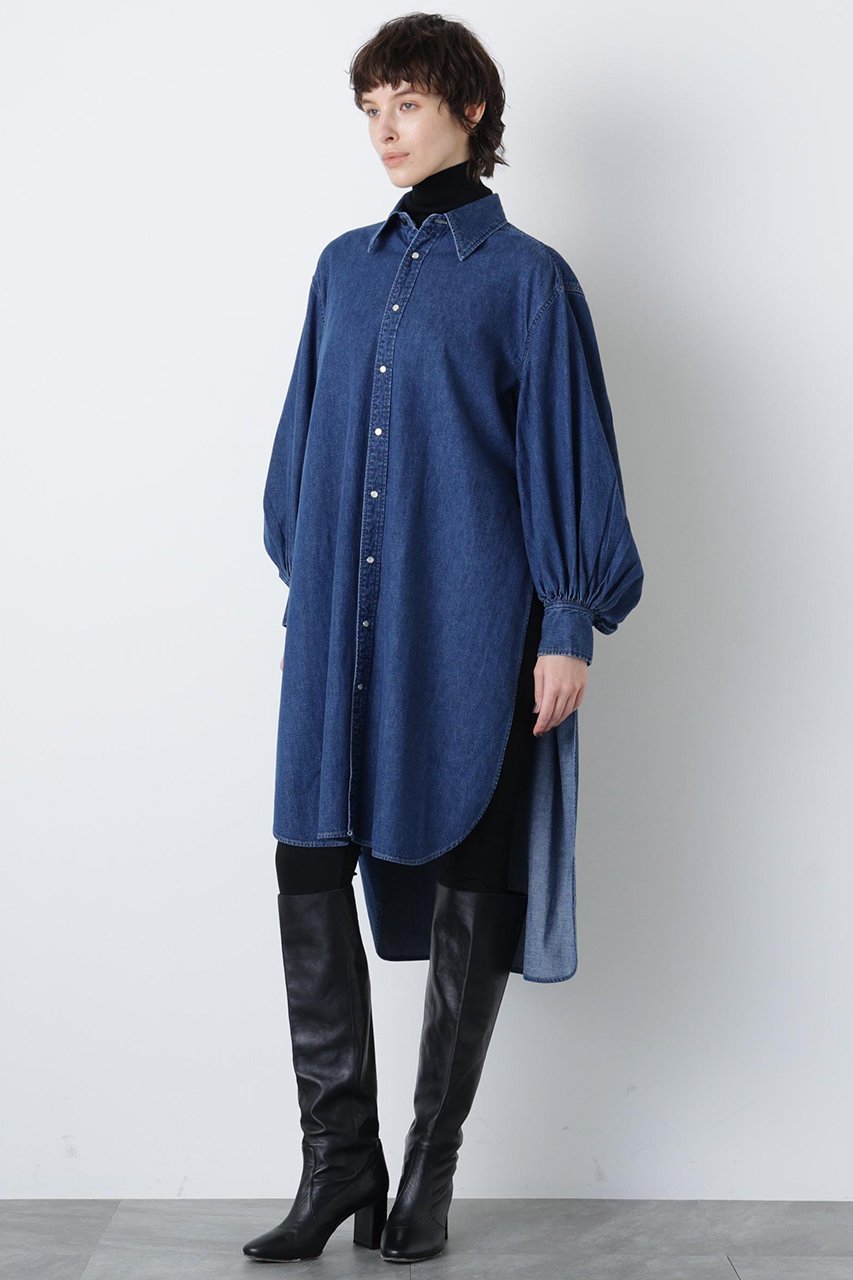 【ヒューエルミュージアム/hueLe Museum】の【STUMBLY】Denim Long Volume Sleeve SH 人気、トレンドファッション・服の通販 founy(ファニー)  ファッション Fashion レディースファッション Fashion for Women トップス・カットソー Cut & Sew Tops シャツ・ブラウス・オフィスカジュアル Elegant Blouses & Button-Ups ボリューム袖・フリルスリーブブラウス Voluminous & Ruffle Sleeves / Puffy Sleeve Tops ウエスタン Western Style クラシカル Classical, Vintage-Inspired クラシック Classic, Timeless Style スリーブ Sleeve, Long Sleeve / Short Sleeve デニム Denim, Jeans Material ロング Long, Long-Length 新作・新入荷 New Arrivals / New In other-2|ID: prp329100004750141 ipo3291000000034346750
