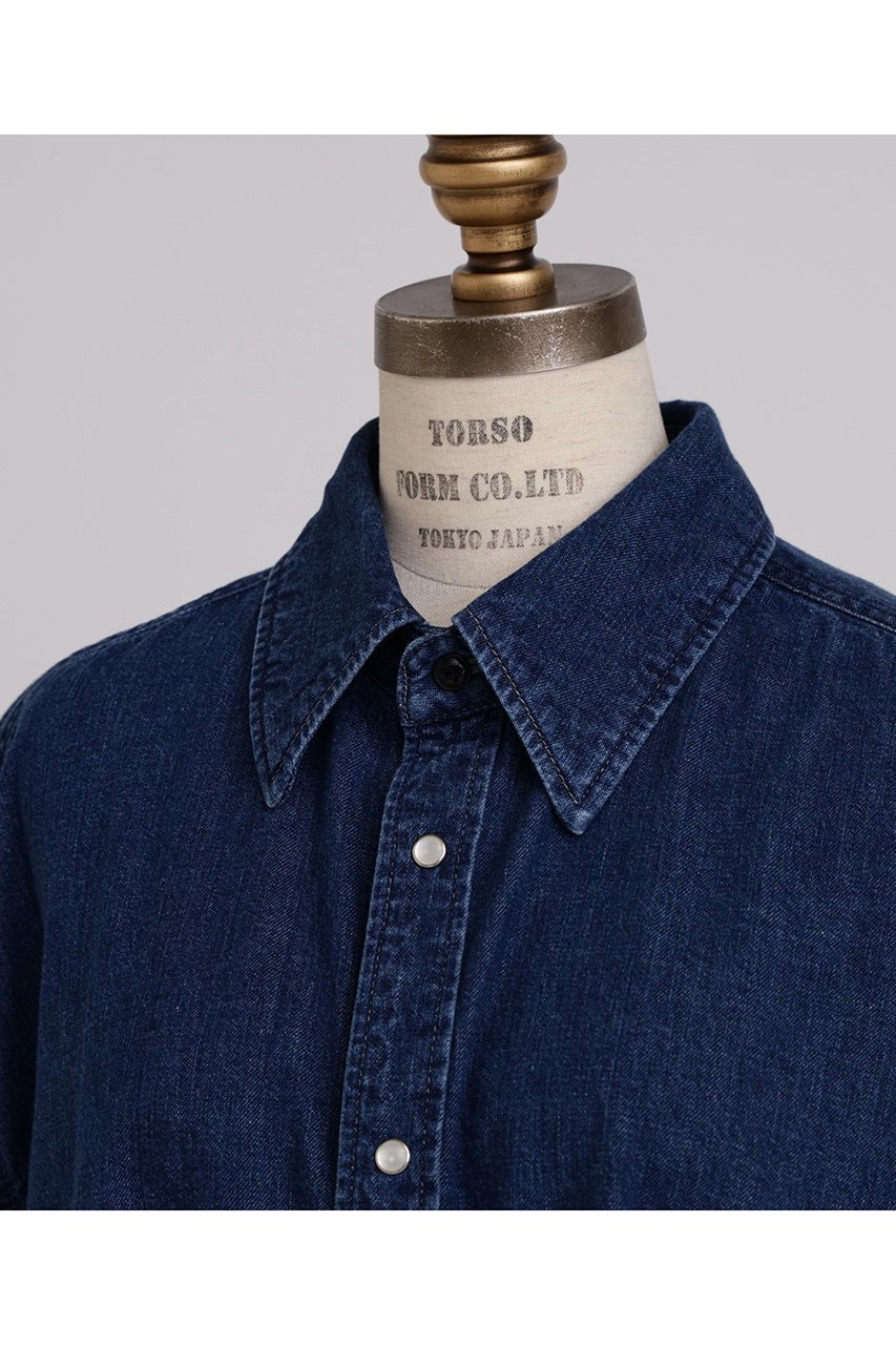 【ヒューエルミュージアム/hueLe Museum】の【STUMBLY】Denim Long Volume Sleeve SH 人気、トレンドファッション・服の通販 founy(ファニー) ファッション Fashion レディースファッション Fashion for Women トップス・カットソー Cut & Sew Tops シャツ・ブラウス・オフィスカジュアル Elegant Blouses & Button-Ups ボリューム袖・フリルスリーブブラウス Voluminous & Ruffle Sleeves / Puffy Sleeve Tops ウエスタン Western Style クラシカル Classical, Vintage-Inspired クラシック Classic, Timeless Style スリーブ Sleeve, Long Sleeve / Short Sleeve デニム Denim, Jeans Material ロング Long, Long-Length 再入荷 Restock / Back in Stock other-4|ID: prp329100004750141 ipo3291000000034484220