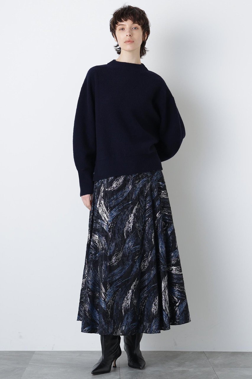 【ヒューエルミュージアム/hueLe Museum】の【hLM】シアージャガードスカート インテリア・キッズ・メンズ・レディースファッション・服の通販 founy(ファニー) 　ファッション　Fashion　レディースファッション　Fashion for Women　スカート　Skirts　ロングスカート　Long Skirts / Maxi & Midi Skirts　エレガント 上品　Elegant　シアー　Sheer, See-Through　シルク　Silk, 100% Silk　ジャカード／ジャガード　Jacquard, Woven Pattern　フェミニン　Feminine, Girly　フレア　Flare, Flared　プリント　Print, Printed Pattern　モダン　Modern, Contemporary　ロング　Long, Long-Length　ヴィンテージ　Vintage Style　ブラック|ID: prp329100004750147 ipo3291000000035454859