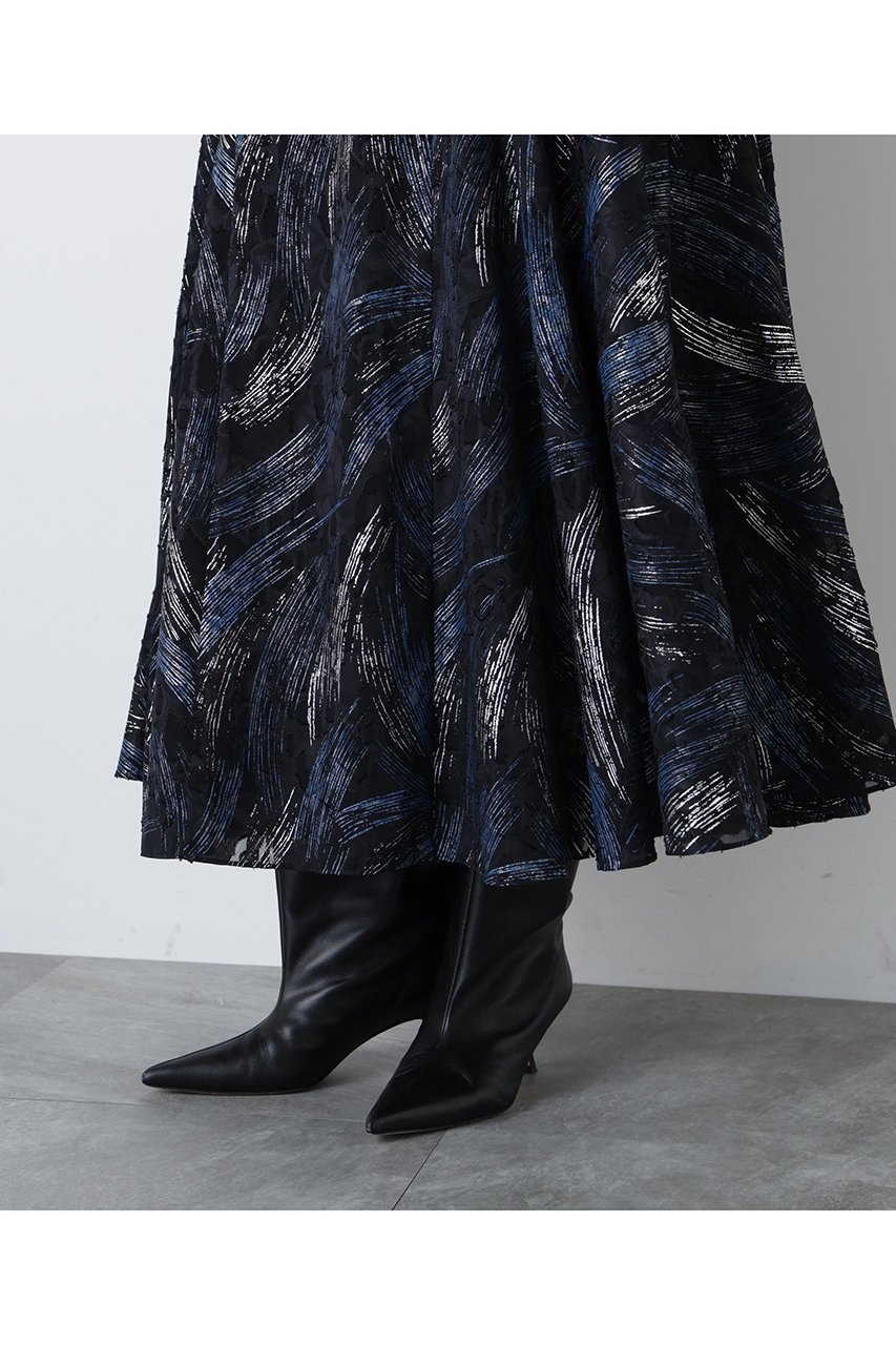 【ヒューエルミュージアム/hueLe Museum】の【hLM】シアージャガードスカート 人気、トレンドファッション・服の通販 founy(ファニー) 　ファッション　Fashion　レディースファッション　Fashion for Women　スカート　Skirts　ロングスカート　Long Skirts / Maxi & Midi Skirts　エレガント 上品　Elegant　シアー　Sheer, See-Through　シルク　Silk, 100% Silk　ジャカード／ジャガード　Jacquard, Woven Pattern　フェミニン　Feminine, Girly　フレア　Flare, Flared　プリント　Print, Printed Pattern　モダン　Modern, Contemporary　ロング　Long, Long-Length　ヴィンテージ　Vintage Style　other-7|ID: prp329100004750147 ipo3291000000035454873