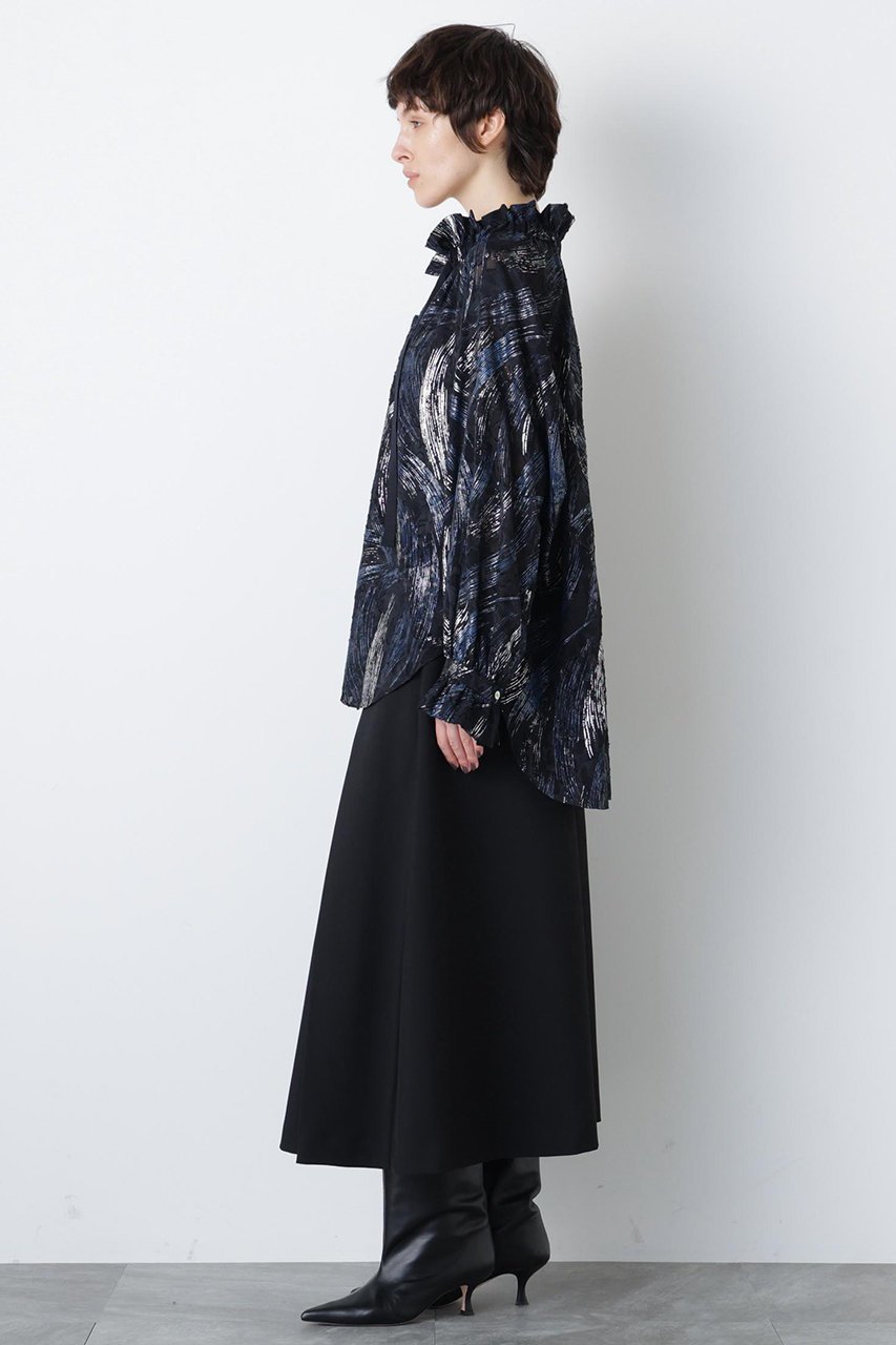 【ヒューエルミュージアム/hueLe Museum】の【hLM】シアージャガードブラウス 人気、トレンドファッション・服の通販 founy(ファニー) 　ファッション　Fashion　レディースファッション　Fashion for Women　トップス・カットソー　Cut & Sew Tops　シャツ・ブラウス・オフィスカジュアル　Elegant Blouses & Button-Ups　ギャザー　Gathered, Ruffled　シアー　Sheer, See-Through　シルク　Silk, 100% Silk　シンプル　Simple, Minimal　ジャカード／ジャガード　Jacquard, Woven Pattern　スリーブ　Sleeve, Long Sleeve / Short Sleeve　フェミニン　Feminine, Girly　プリント　Print, Printed Pattern　ロング　Long, Long-Length　ヴィンテージ　Vintage Style　エレガント 上品　Elegant　other-3|ID: prp329100004750148 ipo3291000000034346813