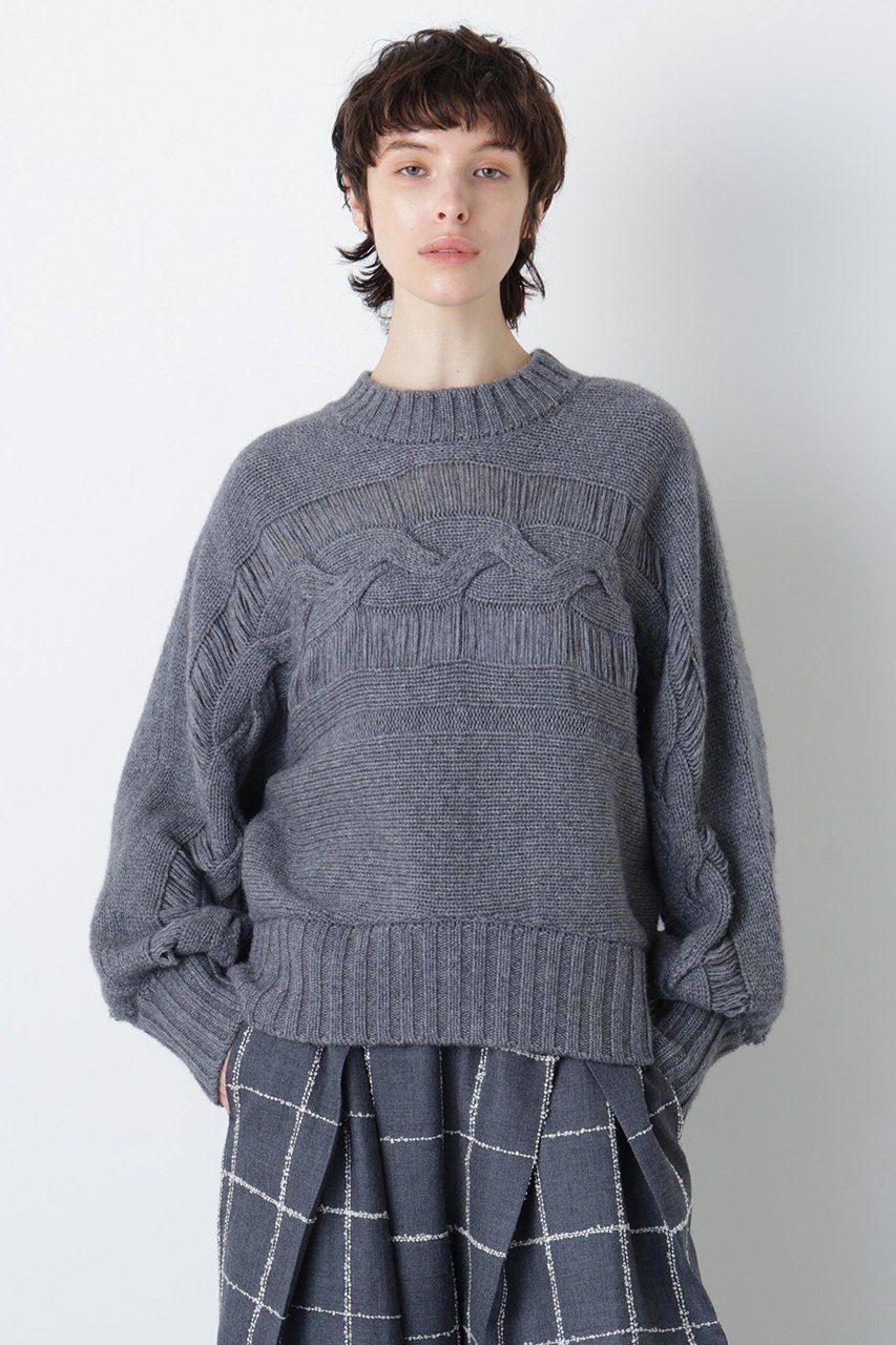 【ヒューエルミュージアム/hueLe Museum】の【hLM】ウールカシミヤケーブルニット 人気、トレンドファッション・服の通販 founy(ファニー) 　ファッション　Fashion　レディースファッション　Fashion for Women　トップス・カットソー　Cut & Sew Tops　ニット　Knit Tops & Sweaters　カジュアルプルオーバー・ニットトップス　Pullovers & Knit Tops / Casual Pullovers　2023年　2023　2023-2024秋冬・A/W　Autumn/Winter 2023–24 AW23–24　とろみ　Fluid, Flowy Fabric　シンプル　Simple, Minimal　エレガント 上品　Elegant　再入荷　Restock / Back in Stock　 other-1|ID: prp329100004750163 ipo3291000000036184244