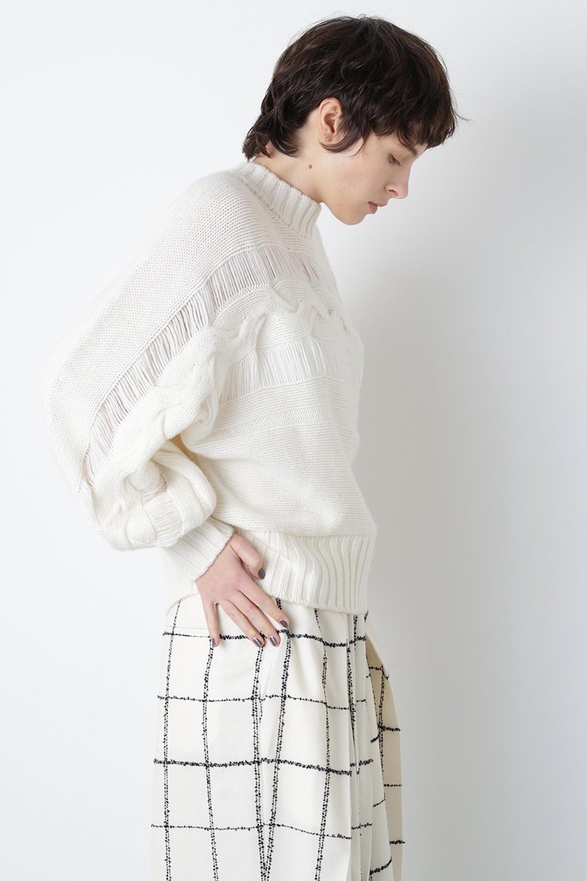 【ヒューエルミュージアム/hueLe Museum】の【hLM】ウールカシミヤケーブルニット インテリア・キッズ・メンズ・レディースファッション・服の通販 founy(ファニー) 　ファッション　Fashion　レディースファッション　Fashion for Women　トップス・カットソー　Cut & Sew Tops　ニット　Knit Tops & Sweaters　カジュアルプルオーバー・ニットトップス　Pullovers & Knit Tops / Casual Pullovers　2023年　2023　2023-2024秋冬・A/W　Autumn/Winter 2023–24 AW23–24　とろみ　Fluid, Flowy Fabric　シンプル　Simple, Minimal　エレガント 上品　Elegant　再入荷　Restock / Back in Stock　ホワイト|ID: prp329100004750163 ipo3291000000036184246