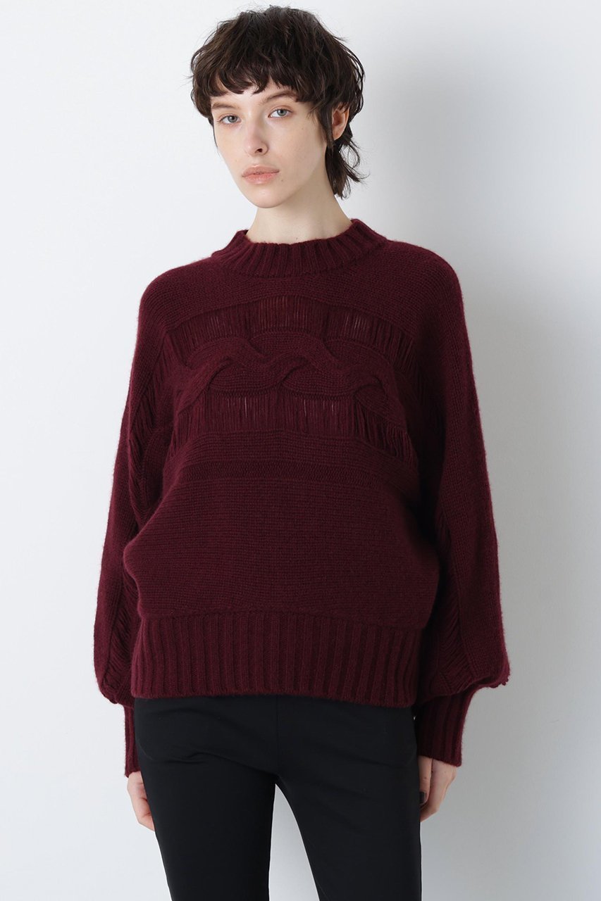 【ヒューエルミュージアム/hueLe Museum】の【hLM】ウールカシミヤケーブルニット インテリア・キッズ・メンズ・レディースファッション・服の通販 founy(ファニー) 　ファッション　Fashion　レディースファッション　Fashion for Women　トップス・カットソー　Cut & Sew Tops　ニット　Knit Tops & Sweaters　カジュアルプルオーバー・ニットトップス　Pullovers & Knit Tops / Casual Pullovers　2023年　2023　2023-2024秋冬・A/W　Autumn/Winter 2023–24 AW23–24　とろみ　Fluid, Flowy Fabric　シンプル　Simple, Minimal　エレガント 上品　Elegant　再入荷　Restock / Back in Stock　ワイン|ID: prp329100004750163 ipo3291000000036184247