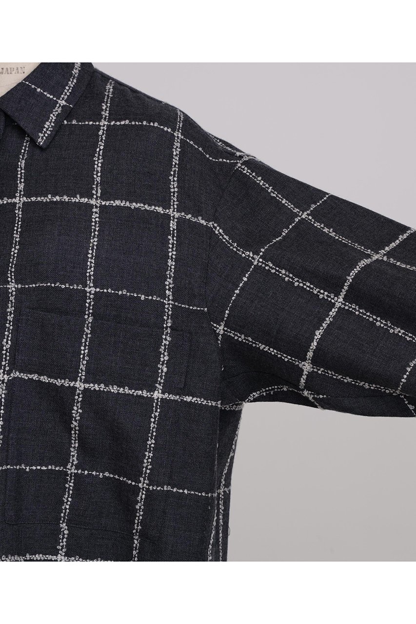 【ヒューエルミュージアム/hueLe Museum】の【hLM】ウールチェックブラウス 人気、トレンドファッション・服の通販 founy(ファニー) 　ファッション　Fashion　レディースファッション　Fashion for Women　トップス・カットソー　Cut & Sew Tops　シャツ・ブラウス・オフィスカジュアル　Elegant Blouses & Button-Ups　カーディガン　Cardigan, Knitwear　ジャケット　Jacket, Outerwear　スリーブ　Sleeve, Long Sleeve / Short Sleeve　チェック　Check, Plaid, Tartan　モダン　Modern, Contemporary　ロング　Long, Long-Length　エレガント 上品　Elegant　other-3|ID: prp329100004750165 ipo3291000000035393066