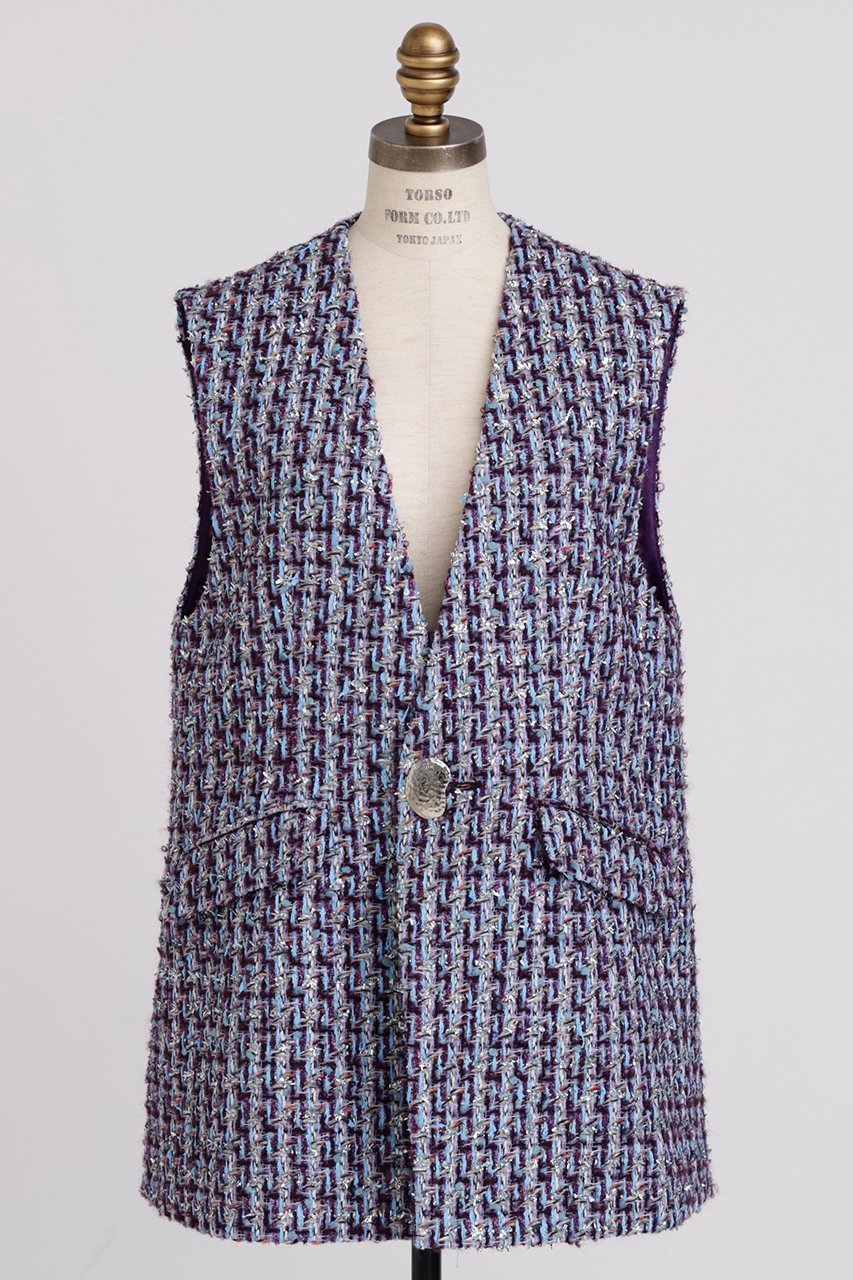 【ヒューエルミュージアム/hueLe Museum】の【STUMBLY】Linton No Collar Gilet 人気、トレンドファッション・服の通販 founy(ファニー) 　ファッション　Fashion　レディースファッション　Fashion for Women　アウター　Coat / Outerwear Collection　レディースジャケット・軽アウター　Jackets　クラシック　Classic, Timeless Style　ジャケット　Jacket, Outerwear　スリット　Slit, Slit Detail　ツイード　Twill, Twill Weave　フロント　Front, Front Design　ポケット　Pocket, Pocket Detail　モダン　Modern, Contemporary　other-2|ID: prp329100004750166 ipo3291000000036193830
