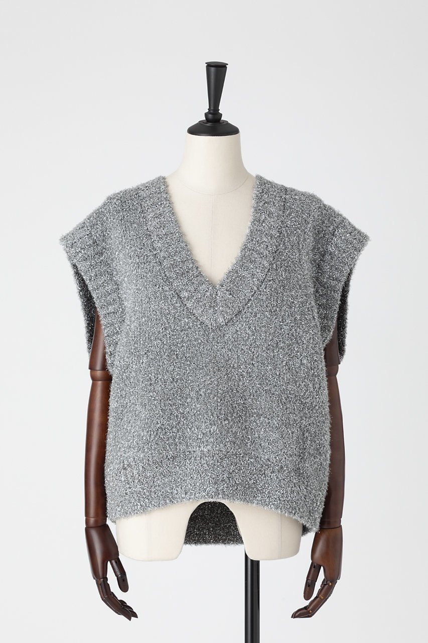 【オーヴィル/EAUVIRE】のフィルムラメVネックベスト インテリア・キッズ・メンズ・レディースファッション・服の通販 founy(ファニー) 　ファッション　Fashion　レディースファッション　Fashion for Women　アウター　Coat / Outerwear Collection　レディースジャケット・軽アウター　Jackets　イタリア　Italy　エレガント 上品　Elegant　ジャケット　Jacket, Outerwear　ベスト　Vest, Waistcoat　シルバー|ID: prp329100004750187 ipo3291000000036049609