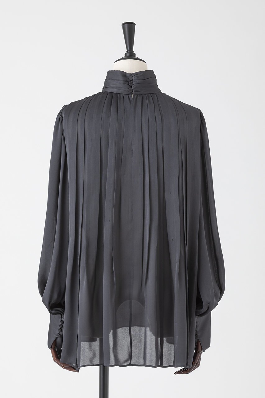 【オーヴィル/EAUVIRE】のランダムタックブラウス 人気、トレンドファッション・服の通販 founy(ファニー) 　ファッション　Fashion　レディースファッション　Fashion for Women　トップス・カットソー　Cut & Sew Tops　シャツ・ブラウス・オフィスカジュアル　Elegant Blouses & Button-Ups　クラシカル　Classical, Vintage-Inspired　サテン　Satin, Glossy Fabric　シフォン　Chiffon, Lightweight Fabric　シルク　Silk, 100% Silk　スリーブ　Sleeve, Long Sleeve / Short Sleeve　ハイネック　High Neck, Mock Neck　フレア　Flare, Flared　ランダム　Random, Irregular　ロング　Long, Long-Length　エレガント 上品　Elegant　新作・新入荷　New Arrivals / New In　日本製　Made In Japan　other-3|ID: prp329100004750188 ipo3291000000034347163