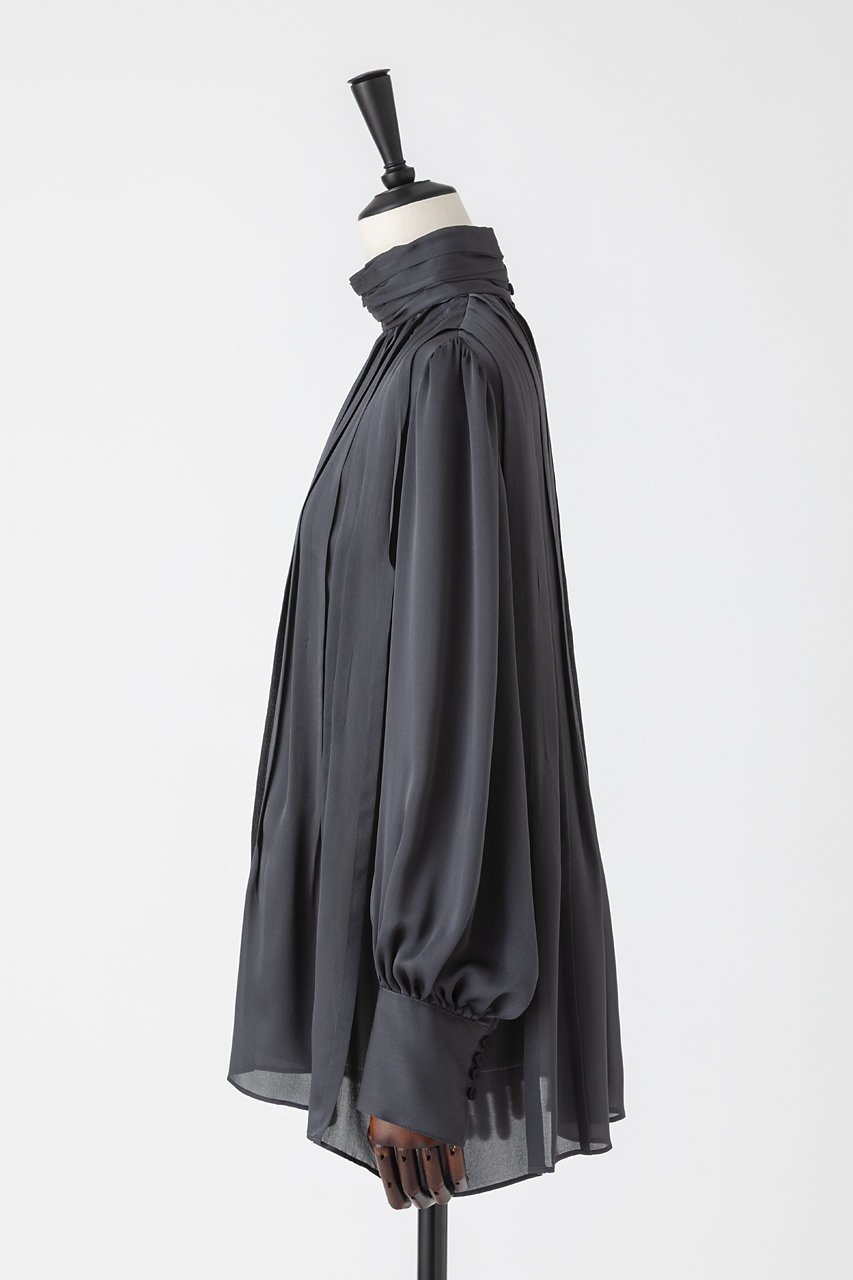 【オーヴィル/EAUVIRE】のランダムタックブラウス 人気、トレンドファッション・服の通販 founy(ファニー) 　ファッション　Fashion　レディースファッション　Fashion for Women　トップス・カットソー　Cut & Sew Tops　シャツ・ブラウス・オフィスカジュアル　Elegant Blouses & Button-Ups　クラシカル　Classical, Vintage-Inspired　サテン　Satin, Glossy Fabric　シフォン　Chiffon, Lightweight Fabric　シルク　Silk, 100% Silk　スリーブ　Sleeve, Long Sleeve / Short Sleeve　ハイネック　High Neck, Mock Neck　フレア　Flare, Flared　ランダム　Random, Irregular　ロング　Long, Long-Length　エレガント 上品　Elegant　日本製　Made In Japan　other-2|ID: prp329100004750188 ipo3291000000035907788