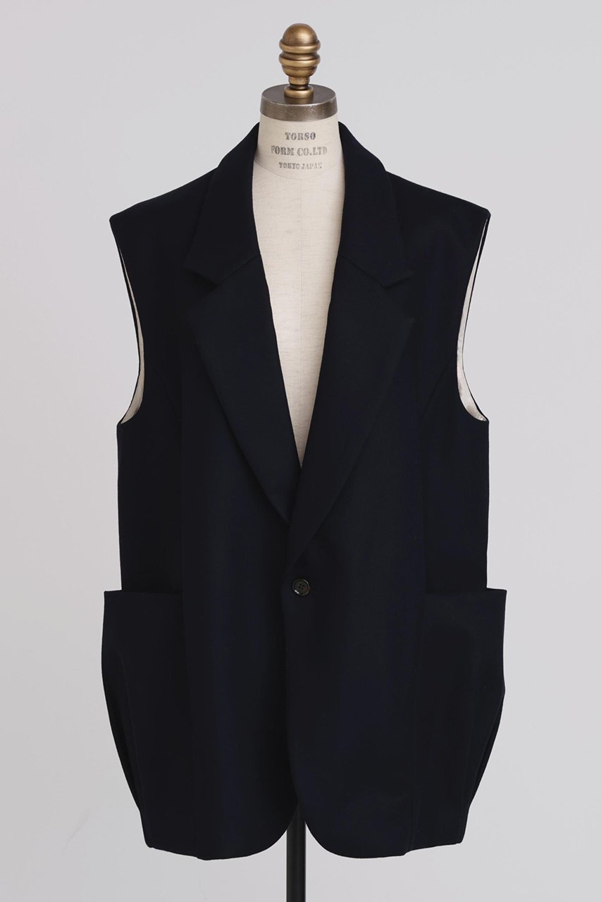 【ヒューエルミュージアム/hueLe Museum】の【STUMBLY】Baloon Silhouette Gilet インテリア・キッズ・メンズ・レディースファッション・服の通販 founy(ファニー) 　ファッション　Fashion　レディースファッション　Fashion for Women　アウター　Coat / Outerwear Collection　レディースジャケット・軽アウター　Jackets　シンプル　Simple, Minimal　ジャケット　Jacket, Outerwear　バランス　Balance, Style Balance　パターン　Pattern, Design Print　ボックス　Boxy, Box Shape　ポケット　Pocket, Pocket Detail　ネイビー|ID: prp329100004750191 ipo3291000000036086697