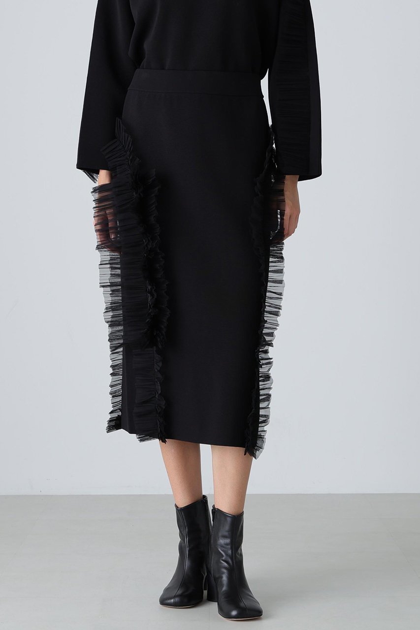 【アドーア/ADORE】のエンベリッシュトニットスカート 人気、トレンドファッション・服の通販 founy(ファニー) 　ファッション　Fashion　レディースファッション　Fashion for Women　スカート　Skirts　ロングスカート　Long Skirts / Maxi & Midi Skirts　クリスタル　Crystal, Swarovski　スタンダード　Standard, Basic　ストレッチ　Stretch, Stretchy Fabric　チュール　Tulip, Tulip Motif　プリーツ　Pleats, Pleated　ロング　Long, Long-Length　other-3|ID: prp329100004750210 ipo3291000000035667743