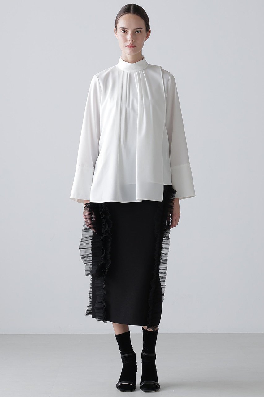 【アドーア/ADORE】のドライタッチジョーゼットブラウス 人気、トレンドファッション・服の通販 founy(ファニー) 　ファッション　Fashion　レディースファッション　Fashion for Women　トップス・カットソー　Cut & Sew Tops　シャツ・ブラウス・オフィスカジュアル　Elegant Blouses & Button-Ups　オケージョン　Occasion Wear　ジョーゼット　Georgette, Semi-Sheer Fabric　スタンダード　Standard, Basic　スタンド　Stand Collar, Upright Stand　スリーブ　Sleeve, Long Sleeve / Short Sleeve　フロント　Front, Front Design　ロング　Long, Long-Length　エレガント 上品　Elegant　other-3|ID: prp329100004750212 ipo3291000000036105302