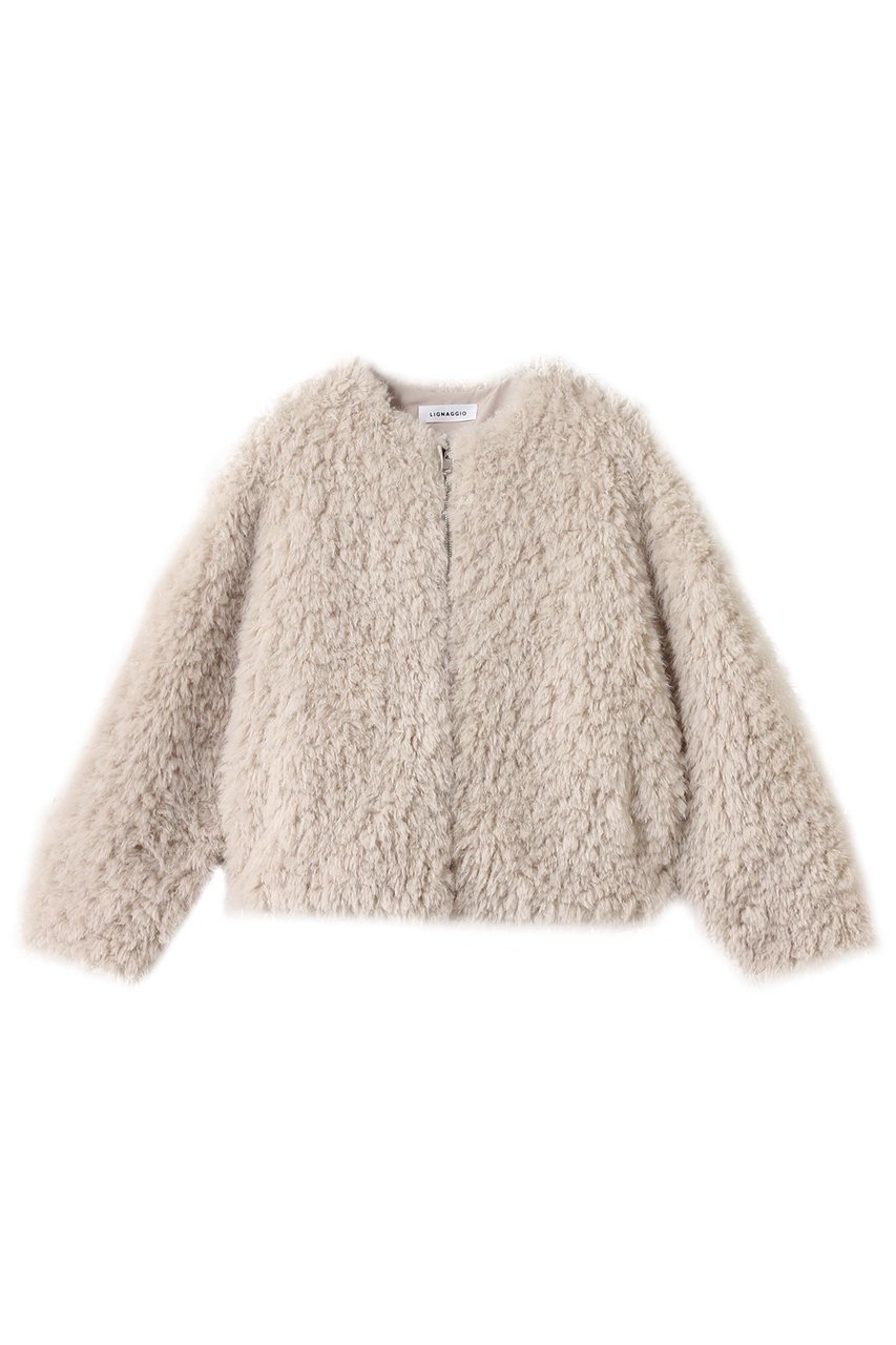 【リナージオ/LIGNAGGIO】のラム風フェイク ノーカラージャケット インテリア・キッズ・メンズ・レディースファッション・服の通販 founy(ファニー)  ファッション Fashion レディースファッション Fashion for Women アウター Coat / Outerwear Collection レディースジャケット・軽アウター Jackets ノーカラージャケット / シンプル上品コーデ Collarless Jackets おすすめ Recommended / Our Picks ショート Short, Short Length ジャケット Jacket, Outerwear デニム Denim, Jeans Material パーティ Party, Party Style フェイク Faux, Fake ミックス Mix, Mixed Style 新作・新入荷 New Arrivals / New In ライトグレー|ID: prp329100004751162 ipo3291000000034354394
