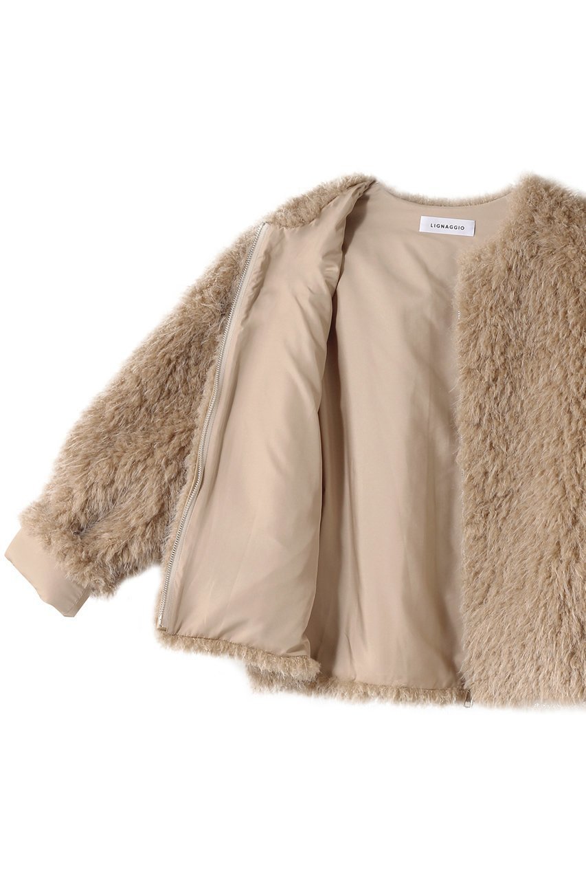 【リナージオ/LIGNAGGIO】のラム風フェイク ノーカラージャケット 人気、トレンドファッション・服の通販 founy(ファニー)  ファッション Fashion レディースファッション Fashion for Women アウター Coat / Outerwear Collection レディースジャケット・軽アウター Jackets ノーカラージャケット / シンプル上品コーデ Collarless Jackets おすすめ Recommended / Our Picks ショート Short, Short Length ジャケット Jacket, Outerwear デニム Denim, Jeans Material パーティ Party, Party Style フェイク Faux, Fake ミックス Mix, Mixed Style 新作・新入荷 New Arrivals / New In other-6|ID: prp329100004751162 ipo3291000000034354400