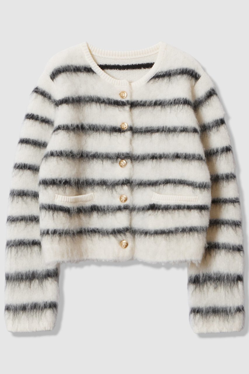 【アルアバイル/allureville】のシャギーニットカーディガン インテリア・キッズ・メンズ・レディースファッション・服の通販 founy(ファニー) 　ファッション　Fashion　レディースファッション　Fashion for Women　トップス・カットソー　Cut & Sew Tops　ニット　Knit Tops & Sweaters　カーディガン・羽織り　Layered Style Cardigans　カーディガン　Cardigan, Knitwear　コンパクト　Compact, Small Size　ジャケット　Jacket, Outerwear　ブラックボーダー|ID: prp329100004752851 ipo3291000000035385883