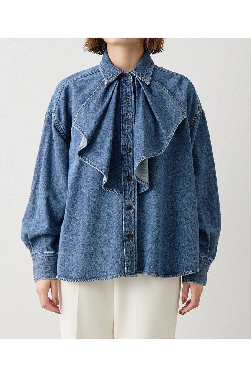 【ウィムガゼット/Whim Gazette】のフリルデニムブラウス 人気、トレンドファッション・服の通販 founy(ファニー)  ファッション Fashion レディースファッション Fashion for Women トップス・カットソー Cut & Sew Tops シャツ・ブラウス・オフィスカジュアル Elegant Blouses & Button-Ups おすすめ Recommended / Our Picks アンティーク Antique-Inspired スリーブ Sleeve, Long Sleeve / Short Sleeve セットアップ Set-Up, Coordinated Outfit デニム Denim, Jeans Material バランス Balance, Style Balance フリル Frill, Ruffle ボトム Bottoms, Lower Wear ロング Long, Long-Length ヴィンテージ Vintage Style エレガント 上品 Elegant 新作・新入荷 New Arrivals / New In other-7|ID: prp329100004752870 ipo3291000000034376227