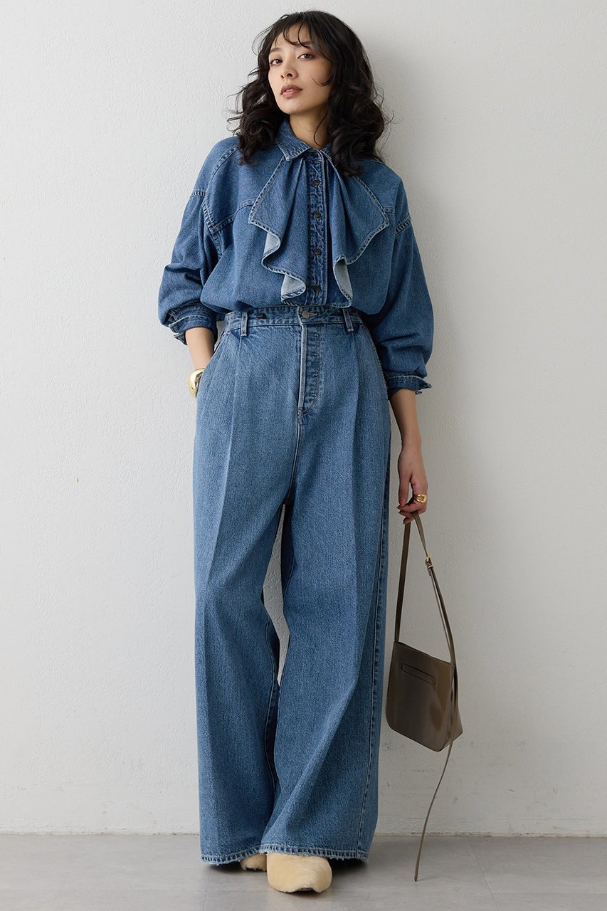 【ウィムガゼット/Whim Gazette】のワイドデニムイージーパンツ 人気、トレンドファッション・服の通販 founy(ファニー) 　ファッション　Fashion　レディースファッション　Fashion for Women　パンツ　Pants & Trousers　おすすめ　Recommended / Our Picks　アンティーク　Antique-Inspired　セットアップ　Set-Up, Coordinated Outfit　デニム　Denim, Jeans Material　フロント　Front, Front Design　ヴィンテージ　Vintage Style　エレガント 上品　Elegant　other-2|ID: prp329100004752871 ipo3291000000035972375