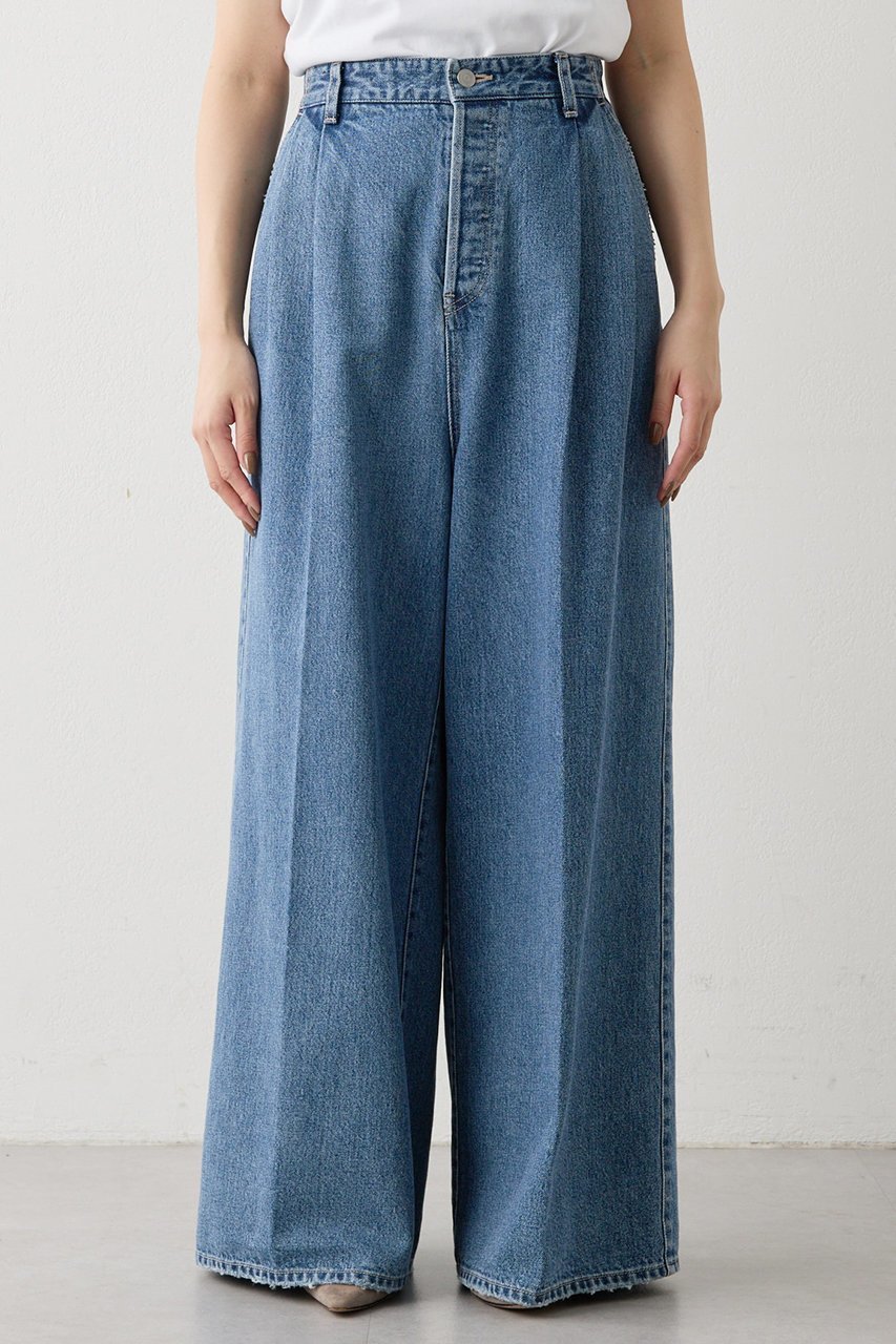 【ウィムガゼット/Whim Gazette】のワイドデニムイージーパンツ 人気、トレンドファッション・服の通販 founy(ファニー) 　ファッション　Fashion　レディースファッション　Fashion for Women　パンツ　Pants & Trousers　おすすめ　Recommended / Our Picks　アンティーク　Antique-Inspired　セットアップ　Set-Up, Coordinated Outfit　デニム　Denim, Jeans Material　フロント　Front, Front Design　ヴィンテージ　Vintage Style　エレガント 上品　Elegant　other-6|ID: prp329100004752871 ipo3291000000035972379