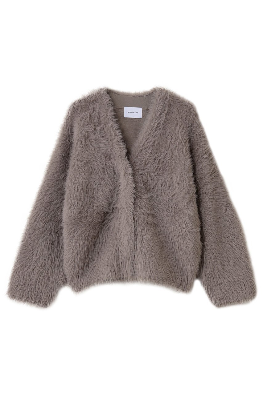 【スタニングルアー/STUNNING LURE】のロングフェザーカーディガン インテリア・キッズ・メンズ・レディースファッション・服の通販 founy(ファニー) ファッション Fashion レディースファッション Fashion for Women トップス・カットソー Cut & Sew Tops ニット Knit Tops & Sweaters カーディガン・羽織り Layered Style Cardigans カーディガン Cardigan, Knitwear ダウン Down, Puffer デコルテ Décolleté, Neckline デニム Denim, Jeans Material フェザー Feather, Feather Detail ロング Long, Long-Length グレー|ID: prp329100004752948 ipo3291000000035386018