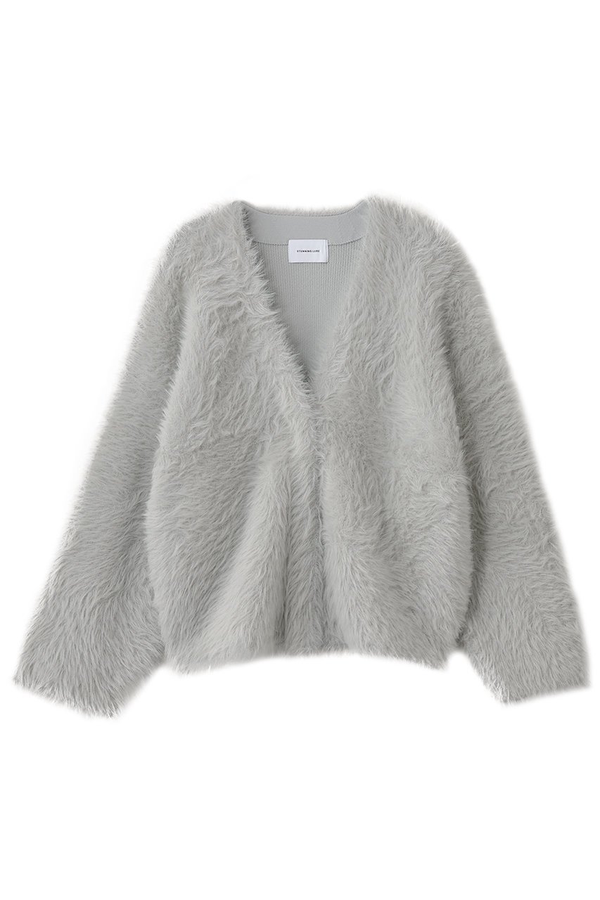 【スタニングルアー/STUNNING LURE】のロングフェザーカーディガン インテリア・キッズ・メンズ・レディースファッション・服の通販 founy(ファニー) ファッション Fashion レディースファッション Fashion for Women トップス・カットソー Cut & Sew Tops ニット Knit Tops & Sweaters カーディガン・羽織り Layered Style Cardigans カーディガン Cardigan, Knitwear ダウン Down, Puffer デコルテ Décolleté, Neckline デニム Denim, Jeans Material フェザー Feather, Feather Detail ロング Long, Long-Length ライトグレー|ID: prp329100004752948 ipo3291000000035386020