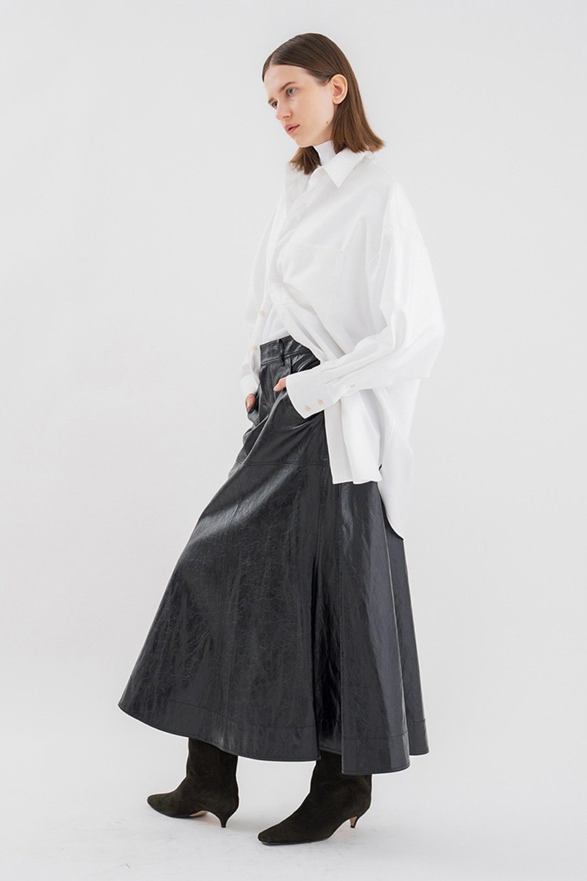 【スタニングルアー/STUNNING LURE】のヴィンテージライクフェイクレザースカート 人気、トレンドファッション・服の通販 founy(ファニー) 　ファッション　Fashion　レディースファッション　Fashion for Women　スカート　Skirts　ロングスカート　Long Skirts / Maxi & Midi Skirts　スタイリッシュ　Stylish, Fashionable　フェイクレザー　Faux Leather, PU Leather　フェミニン　Feminine, Girly　フレア　Flare, Flared　ロング　Long, Long-Length　A/W・秋冬　Autumn/Winter　other-6|ID: prp329100004753979 ipo3291000000034423970