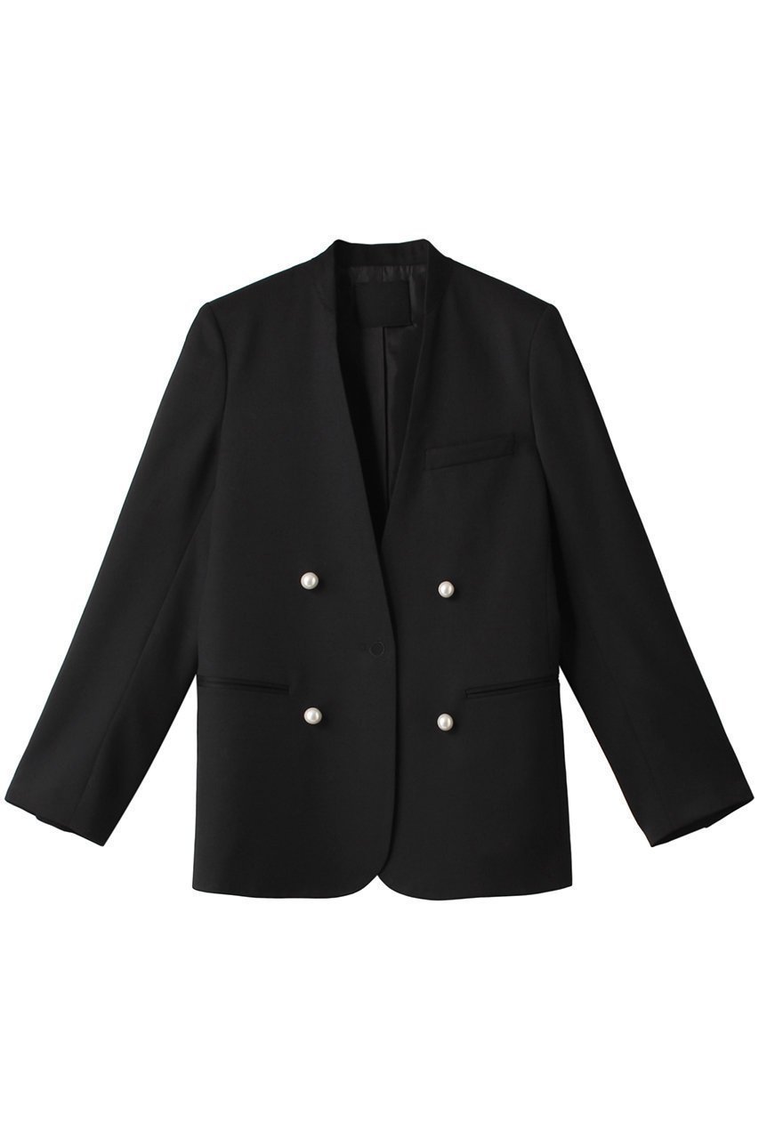 【チノ/CINOH】の【BLACK FORMAL】ノーカラー ジャケット インテリア・キッズ・メンズ・レディースファッション・服の通販 founy(ファウニー) 　ファッション　Fashion　レディースファッション　Fashion for Women　アウター　Coat / Outerwear Collection　レディースジャケット・軽アウター　Jackets　ノーカラージャケット / シンプル上品コーデ　Collarless Jackets　エレガント 上品　Elegant　オケージョン　Occasion Wear　シンプル　Simple, Minimal　ジャケット　Jacket, Outerwear　パール　Pearl, Pearl Accent　フロント　Front, Front Design　マニッシュ　Mannish, Boyish　再入荷　Restock / Back in Stock　定番　Standard, Basic Item　ブラック/パール|ID: prp329100004754025 ipo3291000000036750456
