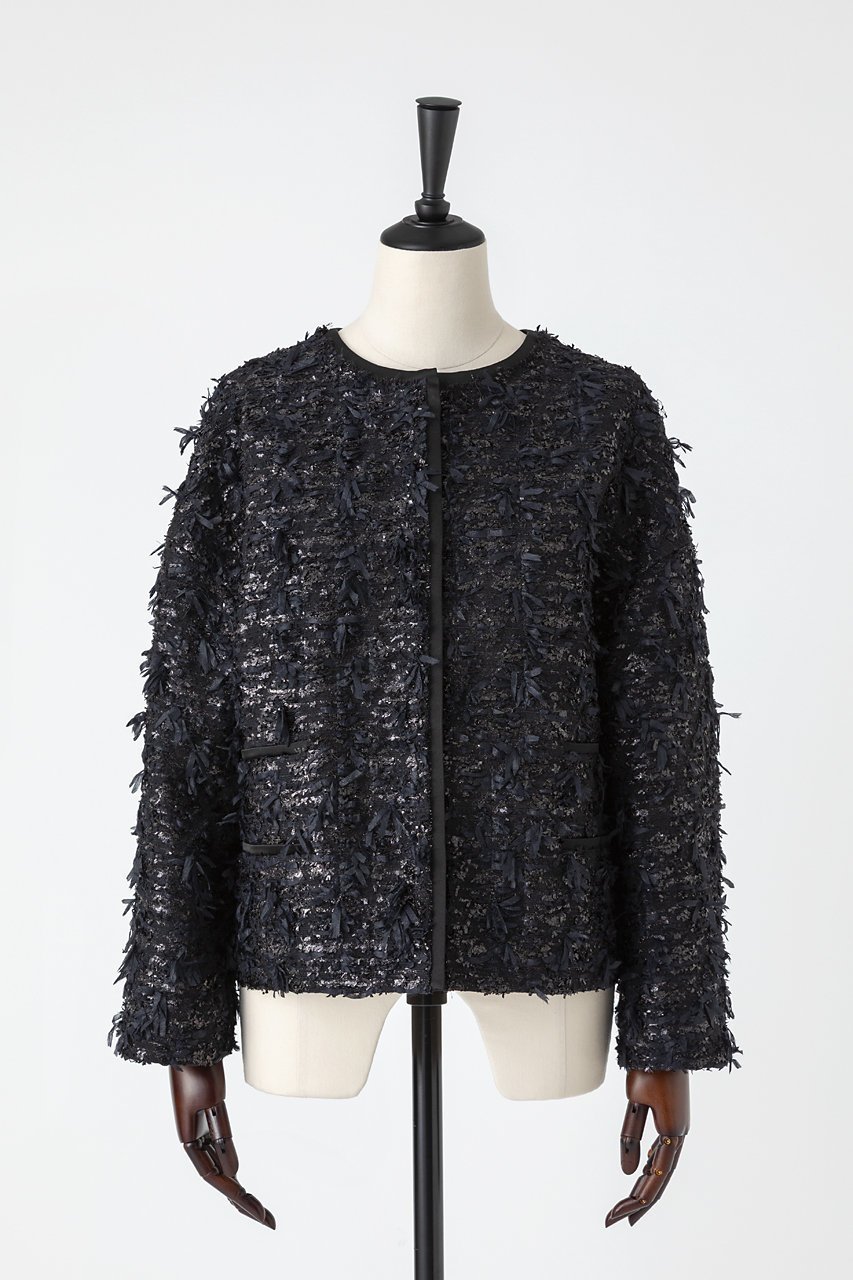 【オーヴィル/EAUVIRE】のリボンツイードジャケット インテリア・キッズ・メンズ・レディースファッション・服の通販 founy(ファニー)  ファッション Fashion レディースファッション Fashion for Women アウター Coat / Outerwear Collection レディースジャケット・軽アウター Jackets 2025年 2025 2025-2026秋冬・A/W Autumn/Winter 2025–26 AW25–26 おすすめ Recommended / Our Picks サテン Satin, Glossy Fabric シルク Silk, 100% Silk ジャケット Jacket, Outerwear スペシャル Special, Limited Edition ツイード Twill, Twill Weave デニム Denim, Jeans Material バランス Balance, Style Balance フランス France, French フロント Front, Front Design ポケット Pocket, Pocket Detail エレガント 上品 Elegant 今季 This Season, Current Season A/W・秋冬 Autumn/Winter ブラック|ID: prp329100004754034 ipo3291000000034387202