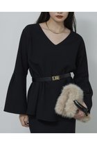 【ガリャルダガランテ/GALLARDAGALANTE】のジョーゼットベルスリーブブラウス ブラック|ID:prp329100004755341