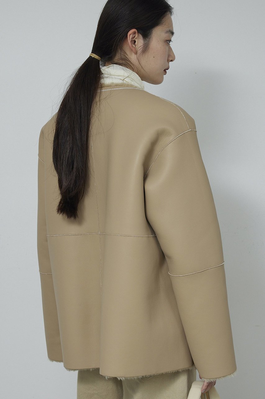 【ガリャルダガランテ/GALLARDAGALANTE】のリバーシブルフェイクムートンコート 人気、トレンドファッション・服の通販 founy(ファニー) 　ファッション　Fashion　レディースファッション　Fashion for Women　アウター　Coat / Outerwear Collection　コート・ロングコート・ピーコート　Long Coats, Peacoats & More　ショート　Short, Short Length　デニム　Denim, Jeans Material　フェイクレザー　Faux Leather, PU Leather　フェミニン　Feminine, Girly　フロント　Front, Front Design　ポケット　Pocket, Pocket Detail　リバーシブル　Reversible, Two-Sided　エレガント 上品　Elegant　新作・新入荷　New Arrivals / New In　other-5|ID: prp329100004755343 ipo3291000000034396743