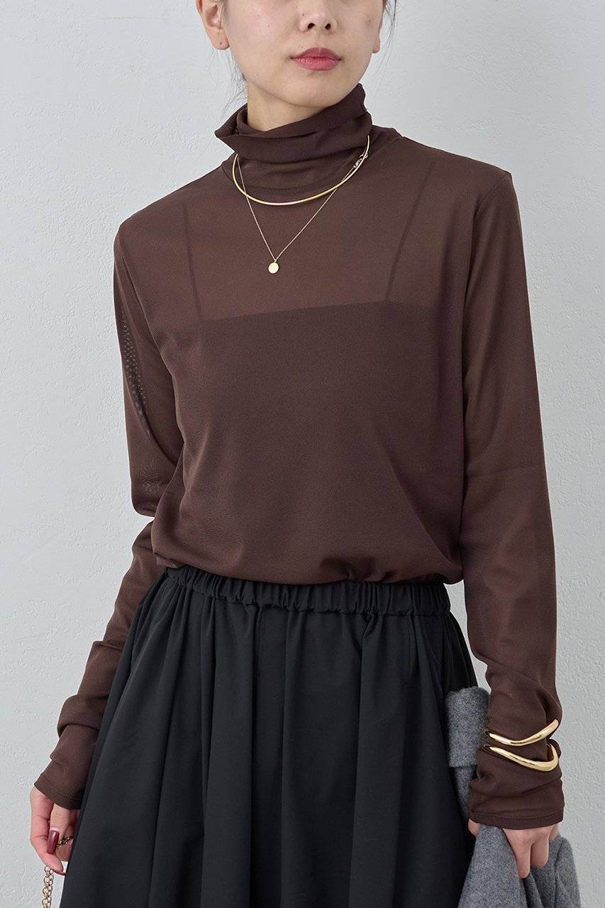 【ガリャルダガランテ/GALLARDAGALANTE】のチュールタートルカットソー インテリア・キッズ・メンズ・レディースファッション・服の通販 founy(ファニー)  ファッション Fashion レディースファッション Fashion for Women トップス・カットソー Cut & Sew Tops シャツ・ブラウス・オフィスカジュアル Elegant Blouses & Button-Ups ロングTシャツ・Tシャツ Longline T-Shirts & Tees カットソー・ベーシックTシャツ Cut-and-Sewn Tops / Stretch Tees & Basics おすすめ Recommended / Our Picks インナー Innerwear カットソー Cut and Sewn Top シアー Sheer, See-Through ジャケット Jacket, Outerwear スリーブ Sleeve, Long Sleeve / Short Sleeve タートル Turtleneck, Turtle Collar ロング Long, Long-Length 新作・新入荷 New Arrivals / New In ブラウン|ID: prp329100004755344 ipo3291000000034396750