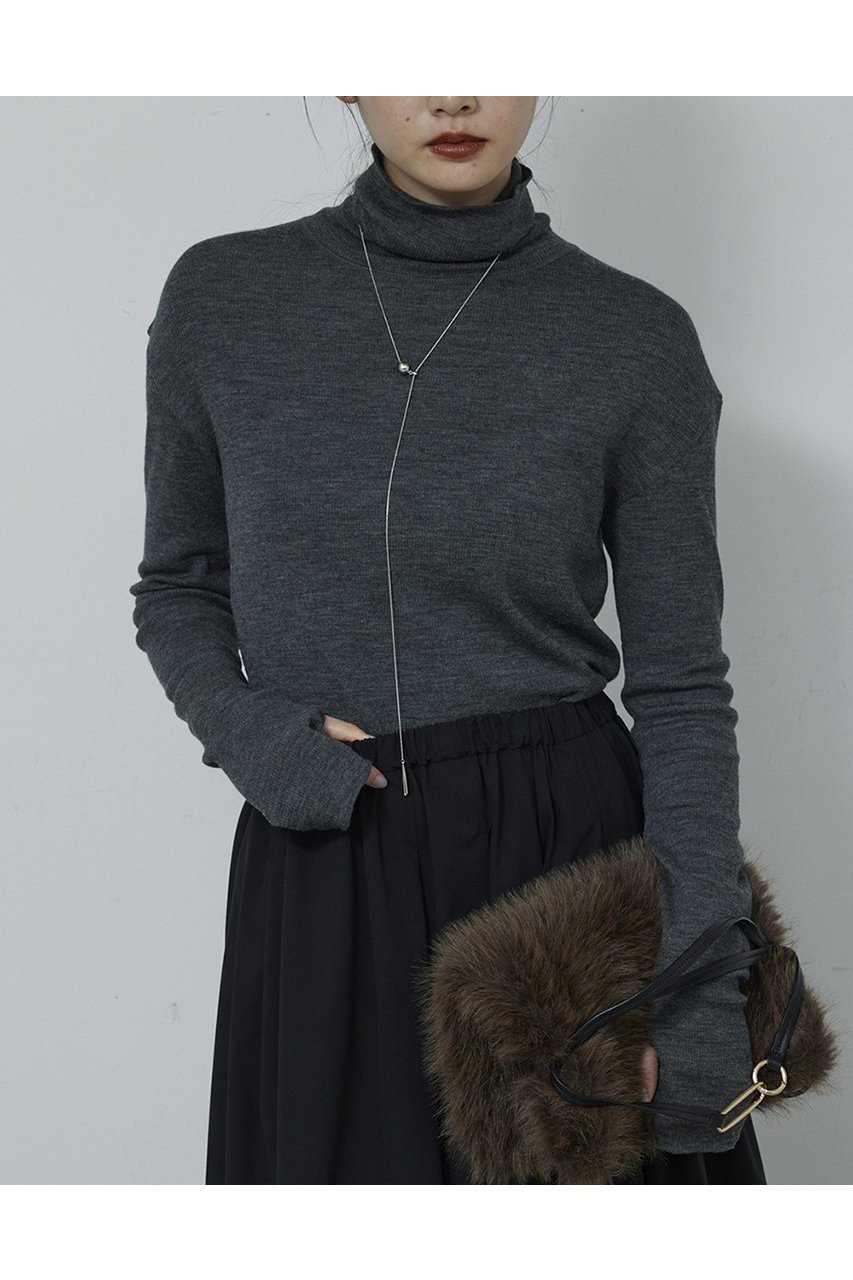 【ガリャルダガランテ/GALLARDAGALANTE】のリブタートルカットソー インテリア・キッズ・メンズ・レディースファッション・服の通販 founy(ファニー)  ファッション Fashion レディースファッション Fashion for Women トップス・カットソー Cut & Sew Tops シャツ・ブラウス・オフィスカジュアル Elegant Blouses & Button-Ups ロングTシャツ・Tシャツ Longline T-Shirts & Tees カットソー・ベーシックTシャツ Cut-and-Sewn Tops / Stretch Tees & Basics インナー Innerwear ジャケット Jacket, Outerwear スリーブ Sleeve, Long Sleeve / Short Sleeve ロング Long, Long-Length ワンポイント One Point, Statement Accent 定番 Standard, Basic Item 新作・新入荷 New Arrivals / New In チャコールグレー|ID: prp329100004755349 ipo3291000000034396793