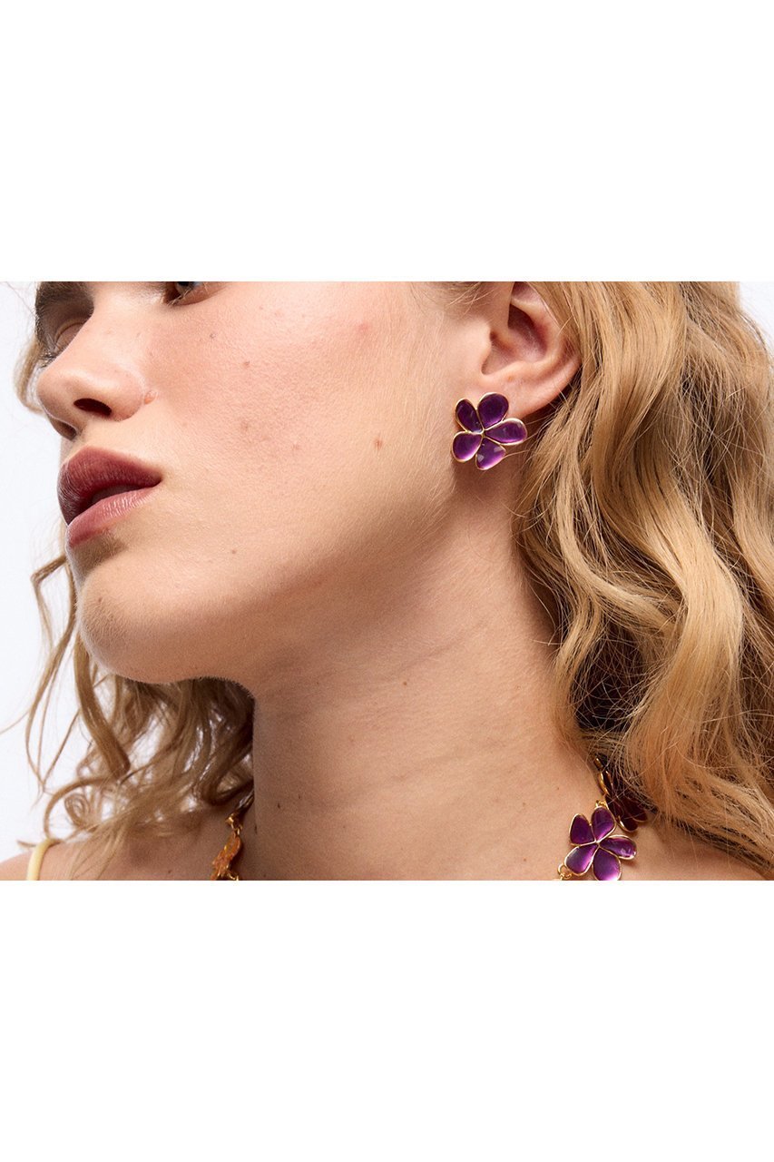 【セシル エ ジャンヌ/CECILE ET JEANNE】のエマイユ バイオレット フルールピアス S 人気、トレンドファッション・服の通販 founy(ファニー) 　ファッション　Fashion　レディースファッション　Fashion for Women　ジュエリー　Jewelry　ファッションリング　Fashion Rings　イヤリング・フープ・ドロップタイプ　Hoop, Drop & Clip Earrings　イヤリング　Earrings　リップ　Lip, Lip Motif　エレガント 上品　Elegant　other-2|ID: prp329100004756478 ipo3291000000034407952